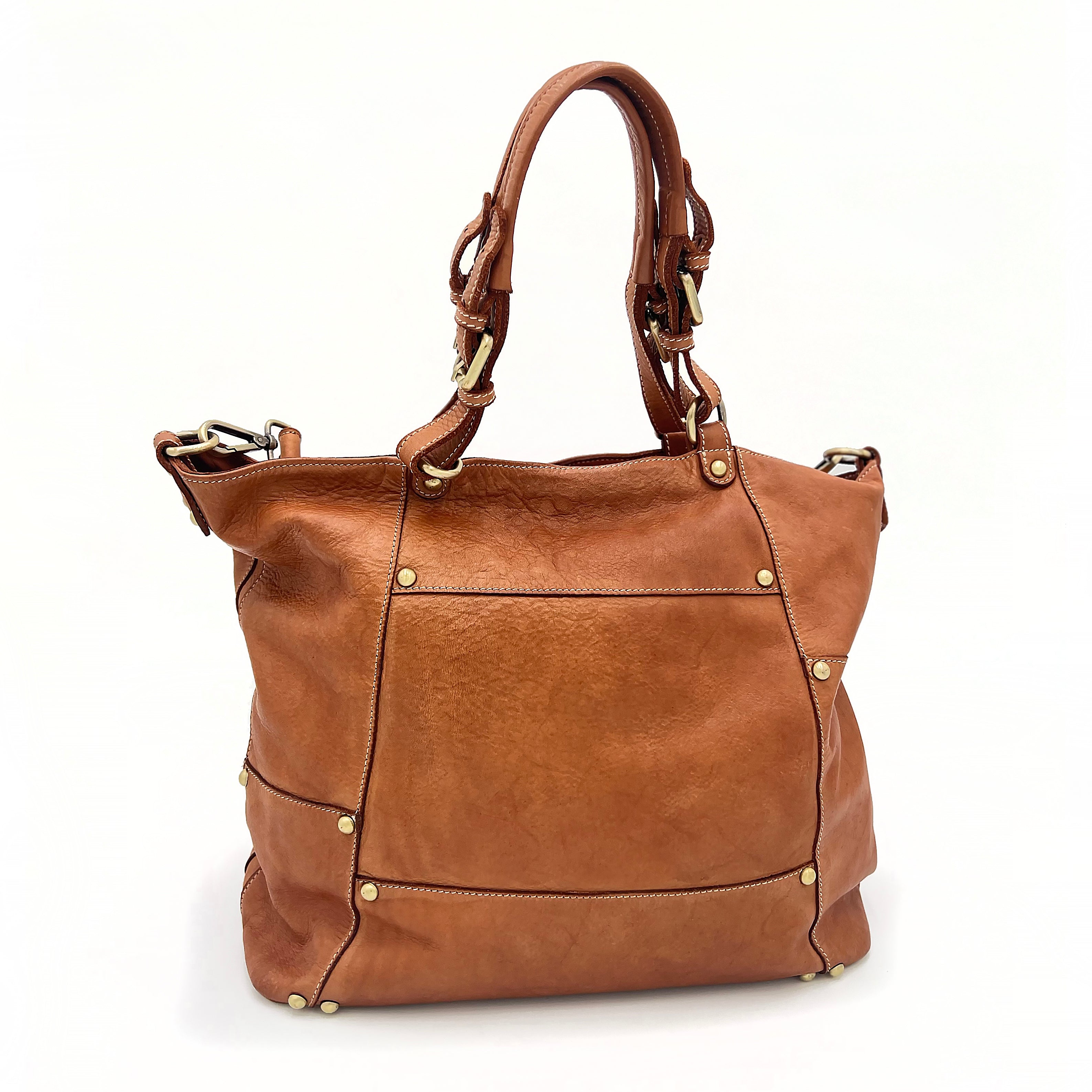 Nora Patchwork Tote in Cognac