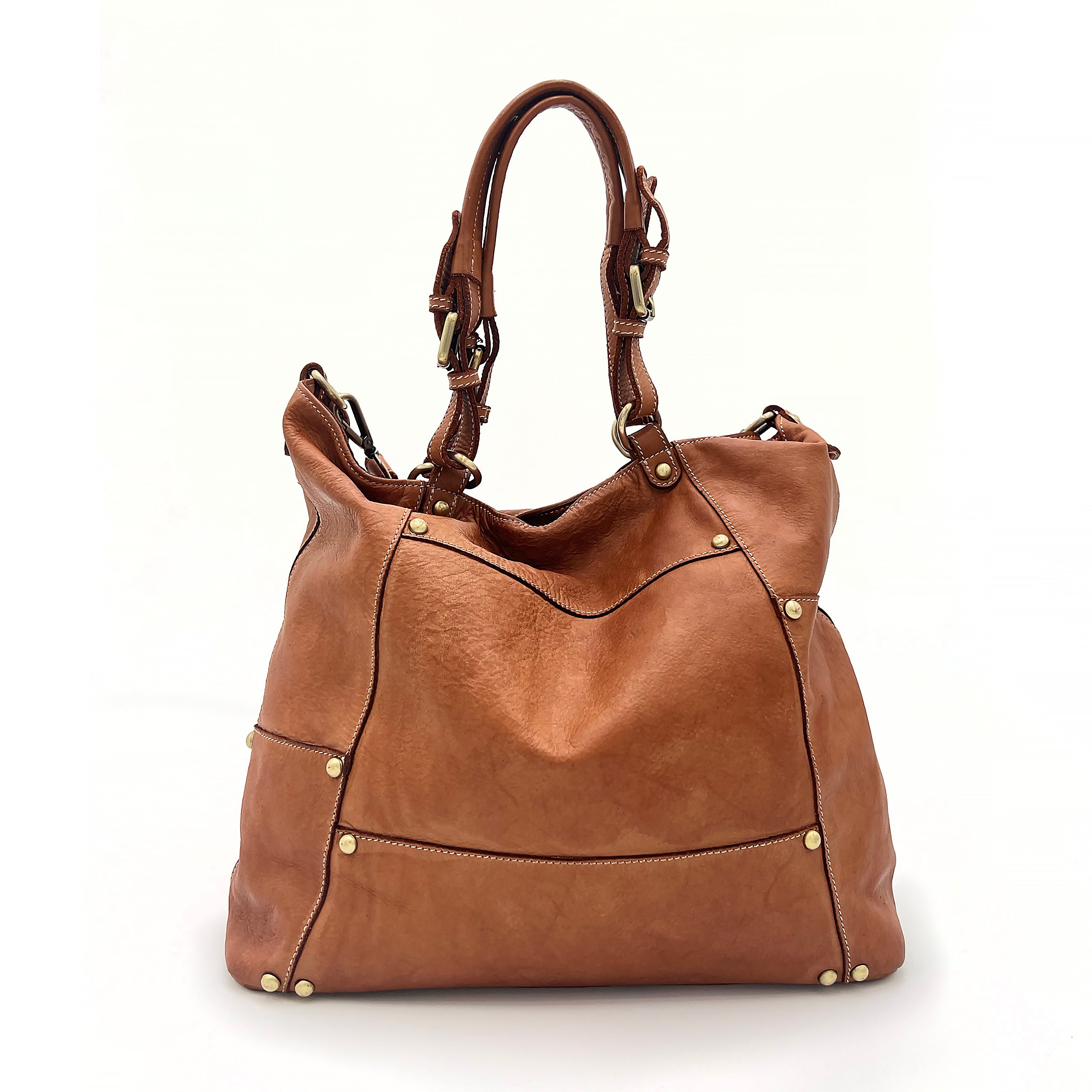 Nora Patchwork Tote in Cognac