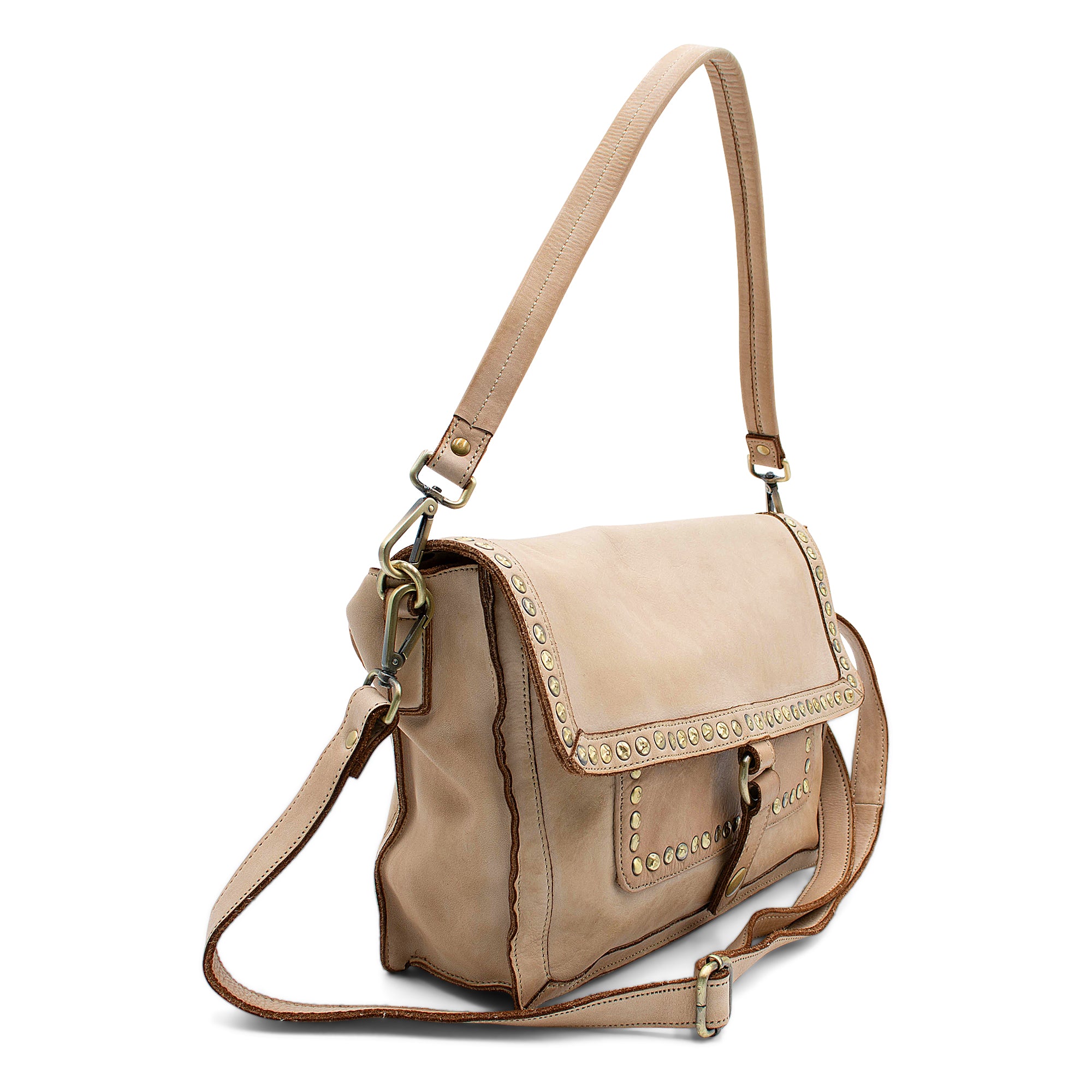 Emily Studded Shoulder Bag in Light Taupe