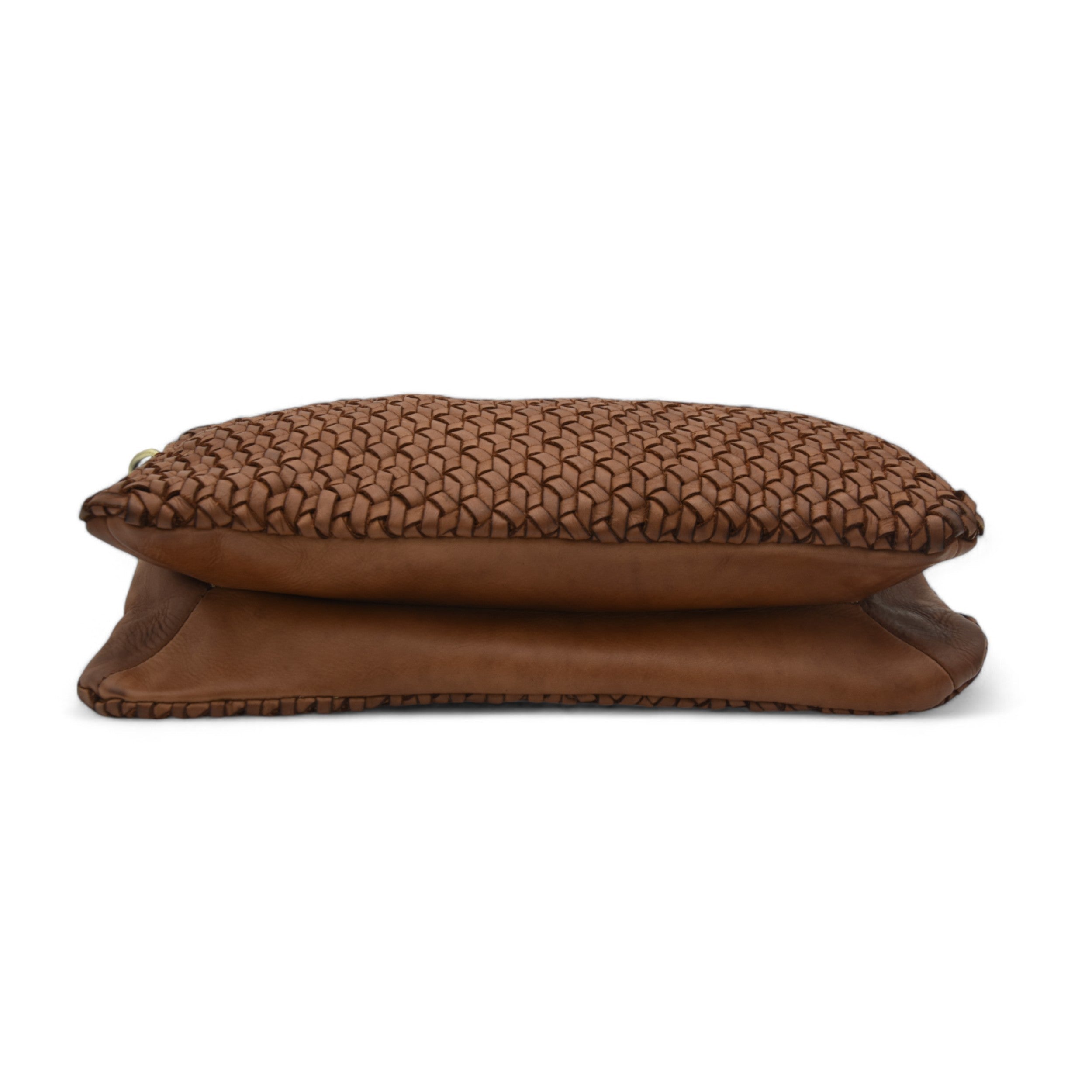 Woven Large Clutch in Cognac