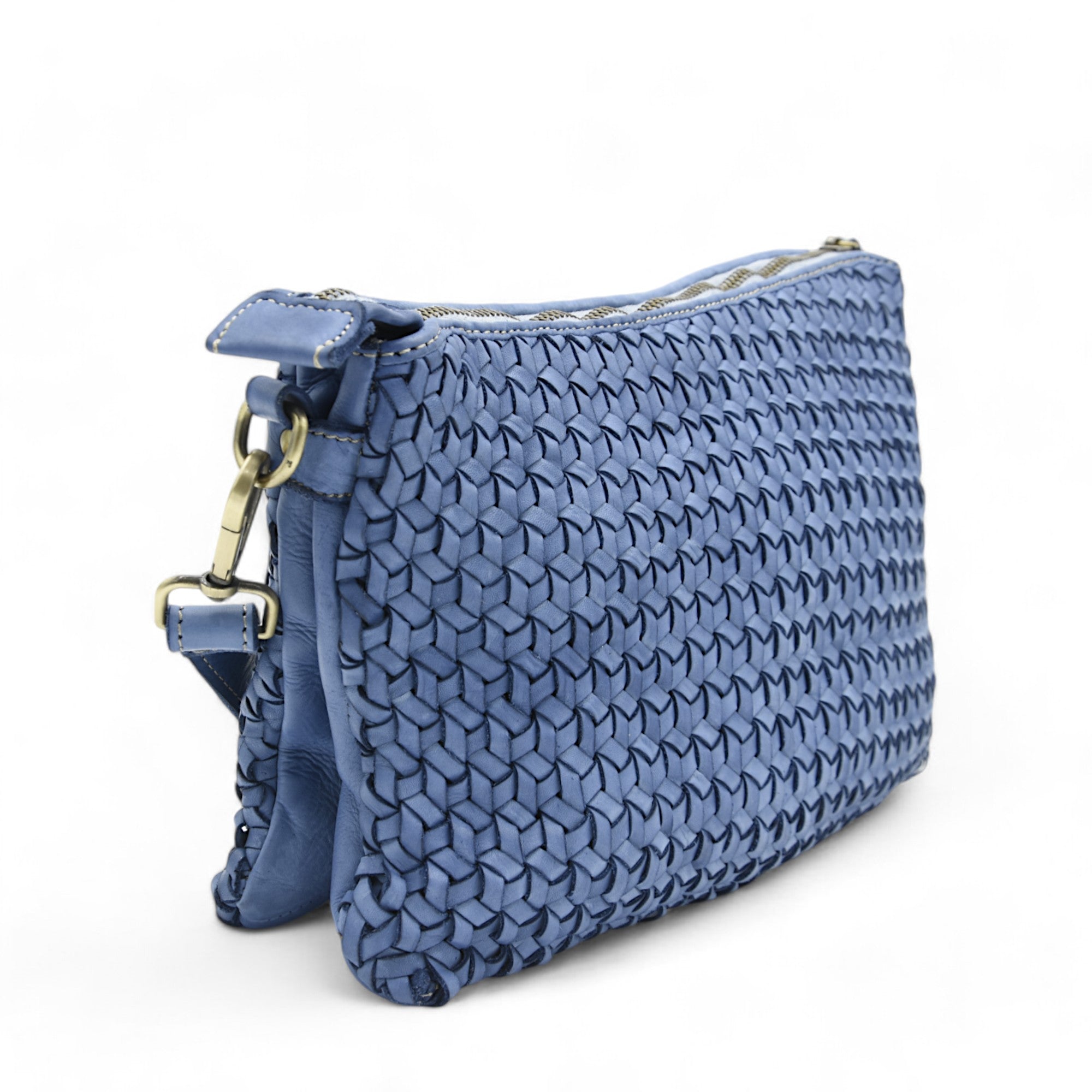 Woven Large Clutch in Denim