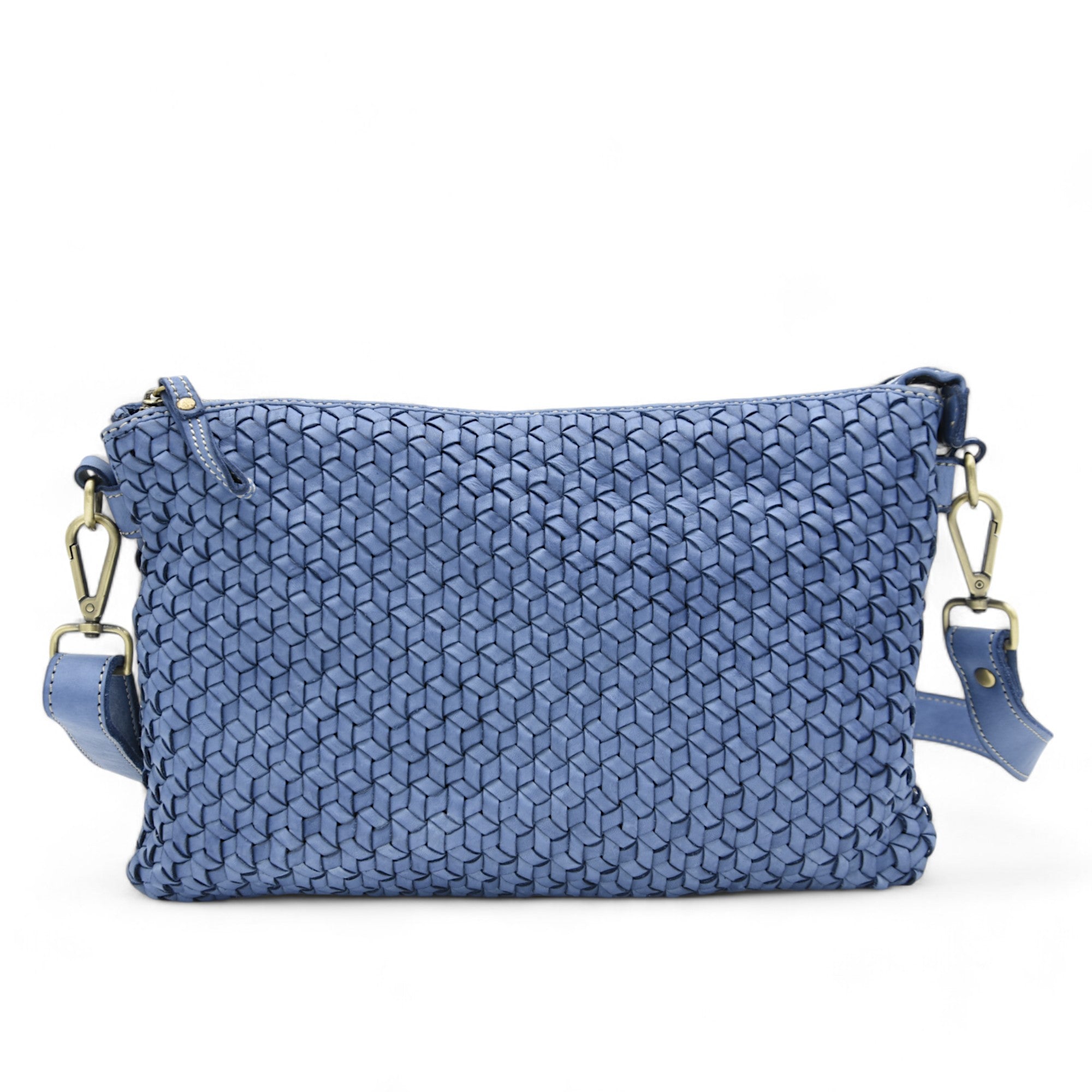 Woven Large Clutch in Denim