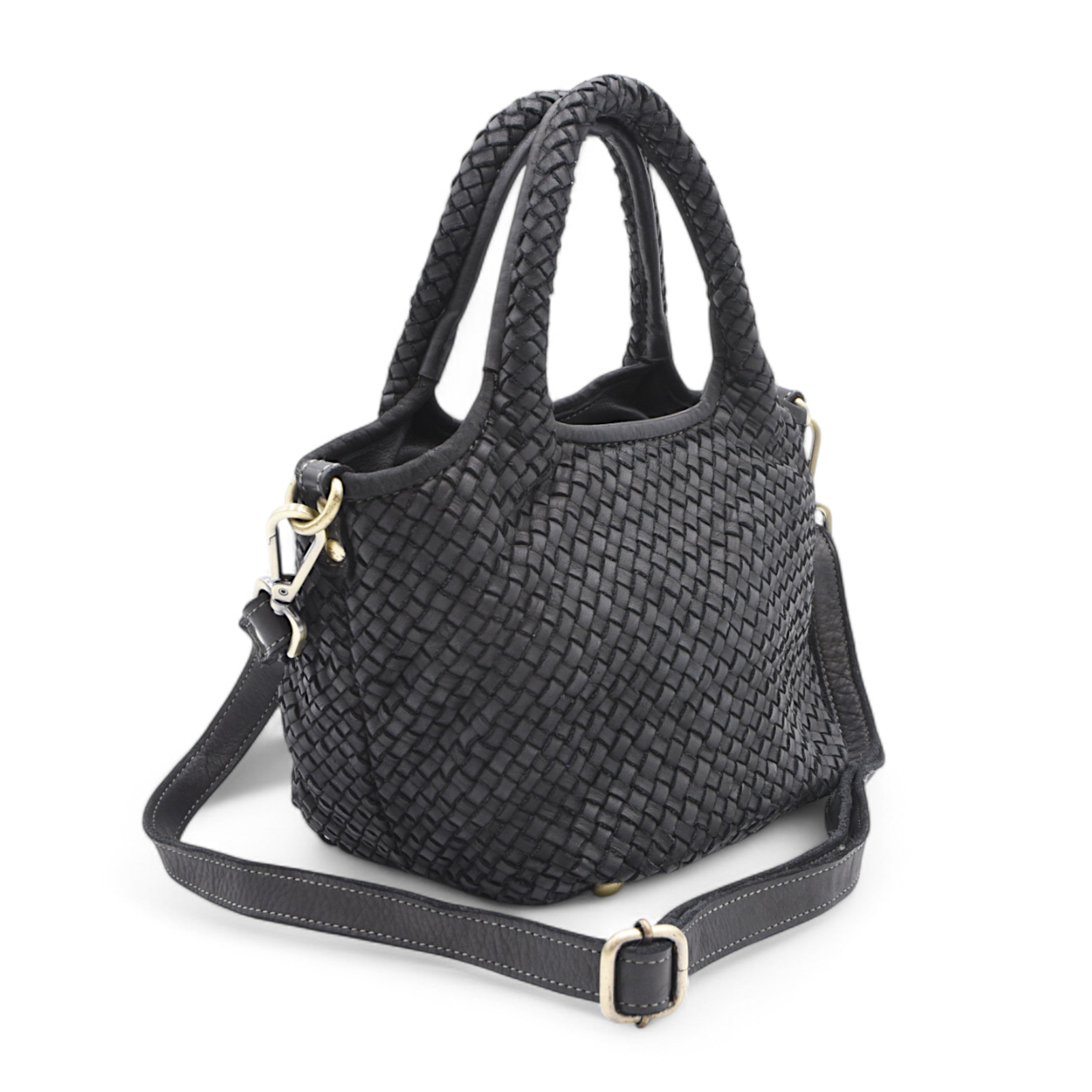 Lisa Woven Mini Tote In Black