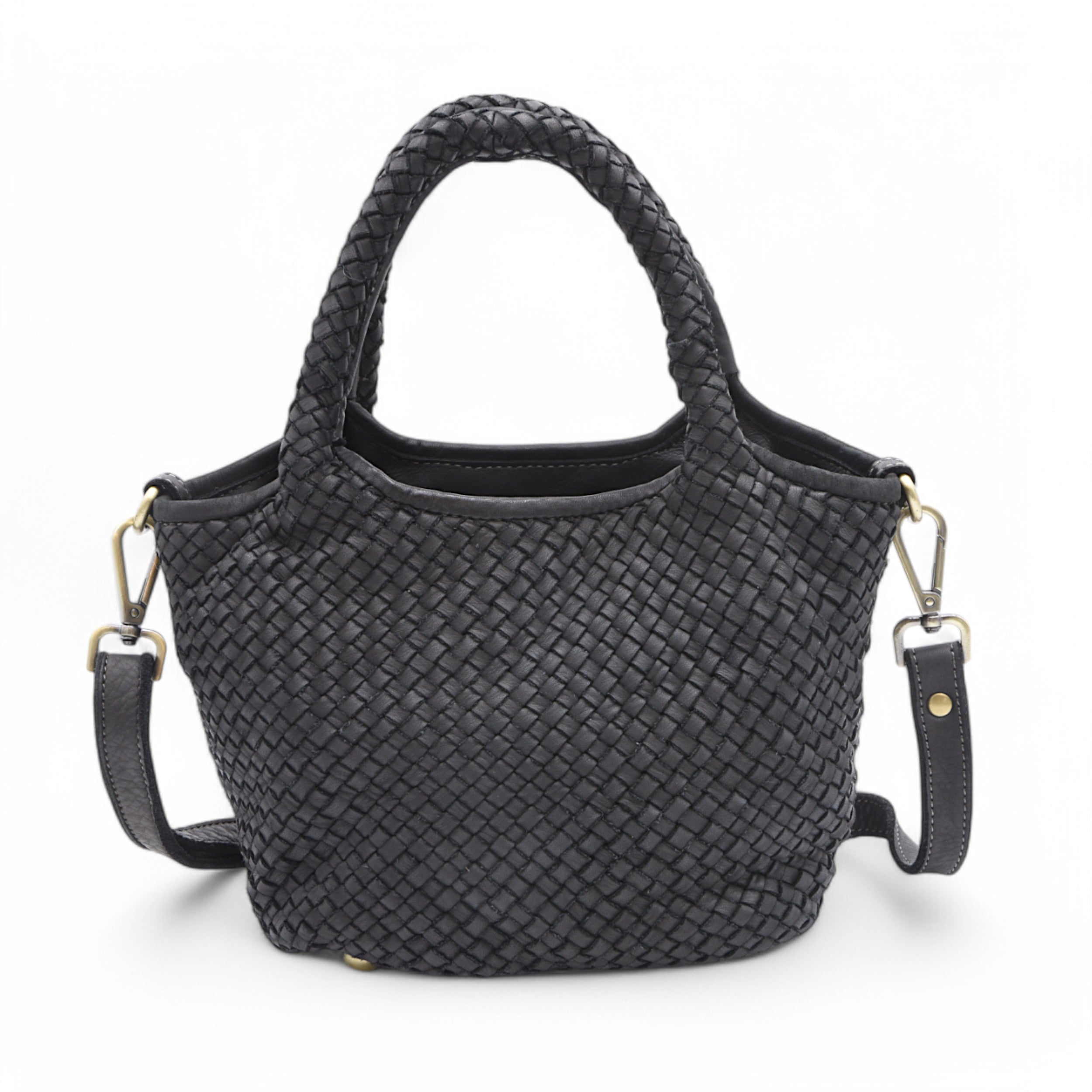 Lisa Woven Mini Tote In Black