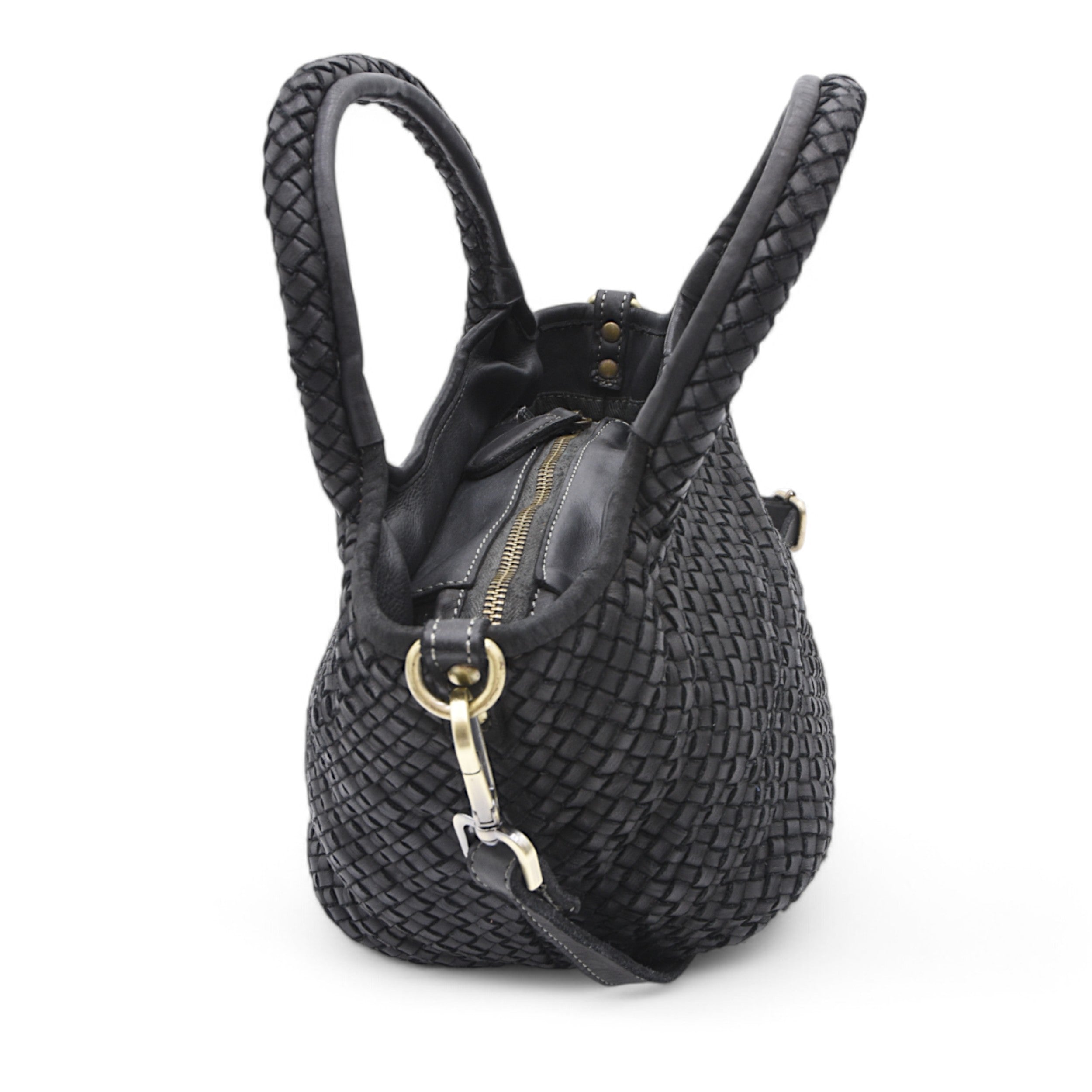 Lisa Woven Mini Tote In Black