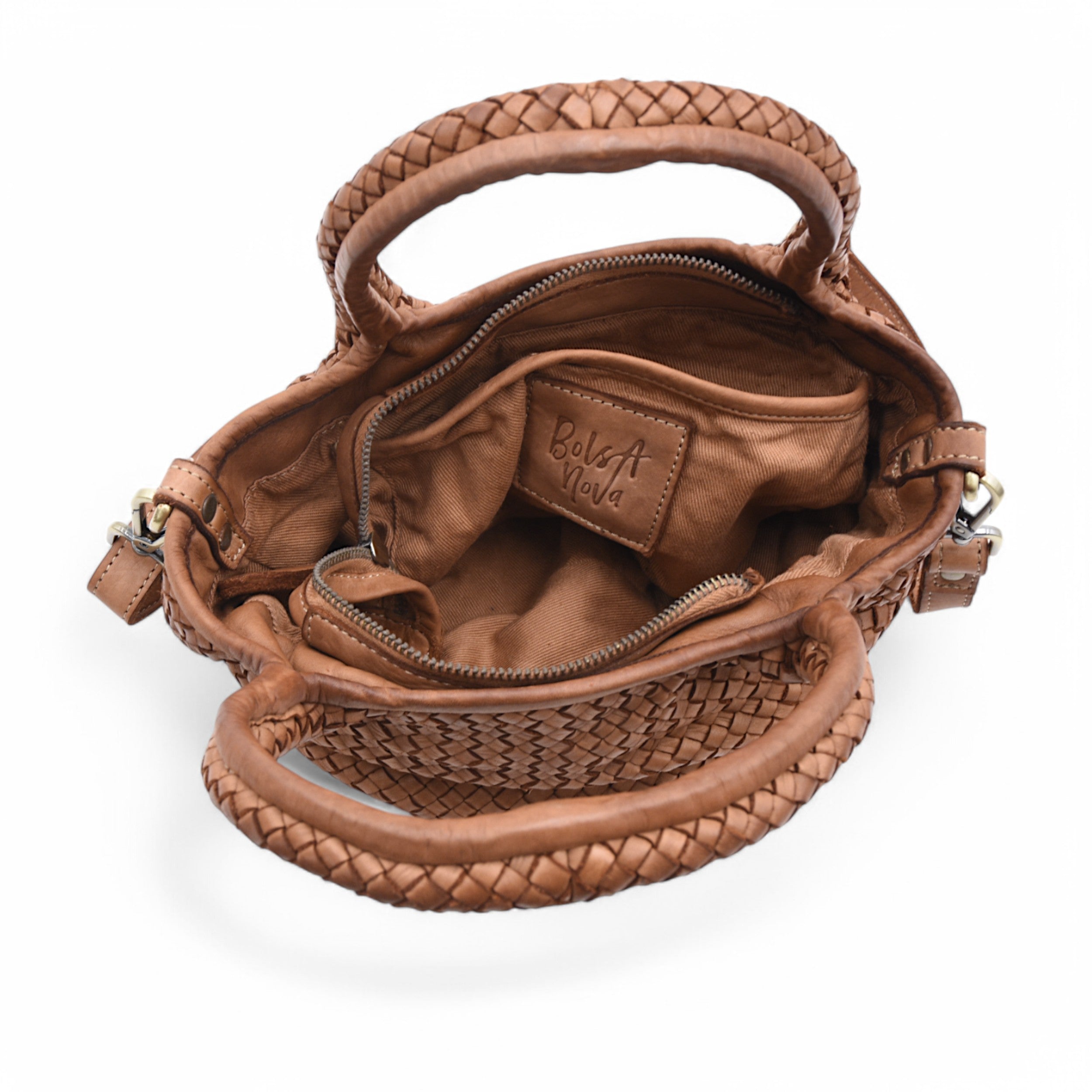 Lisa Woven Mini Tote in Cognac