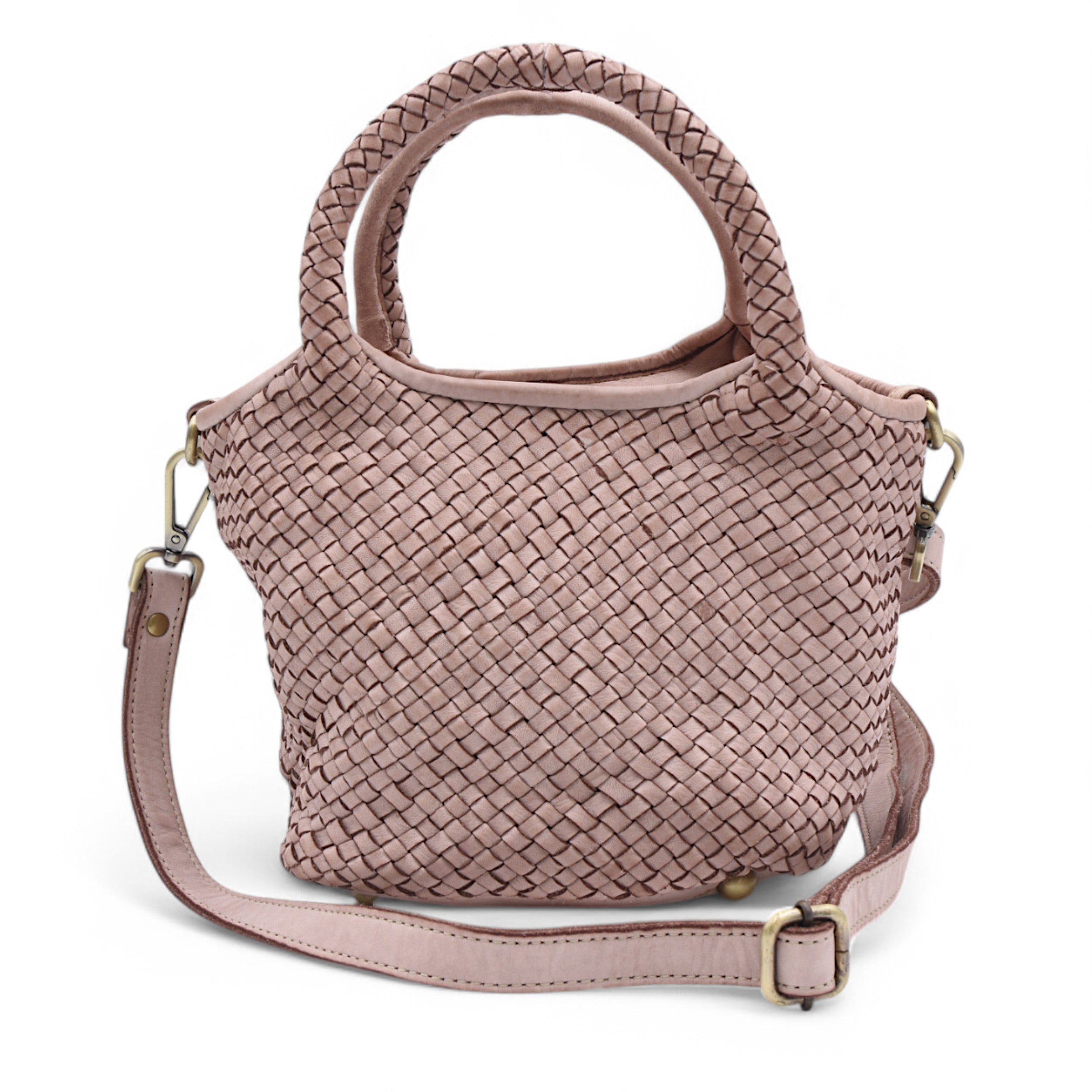 Lisa Woven Mini Tote In Dusty Pink