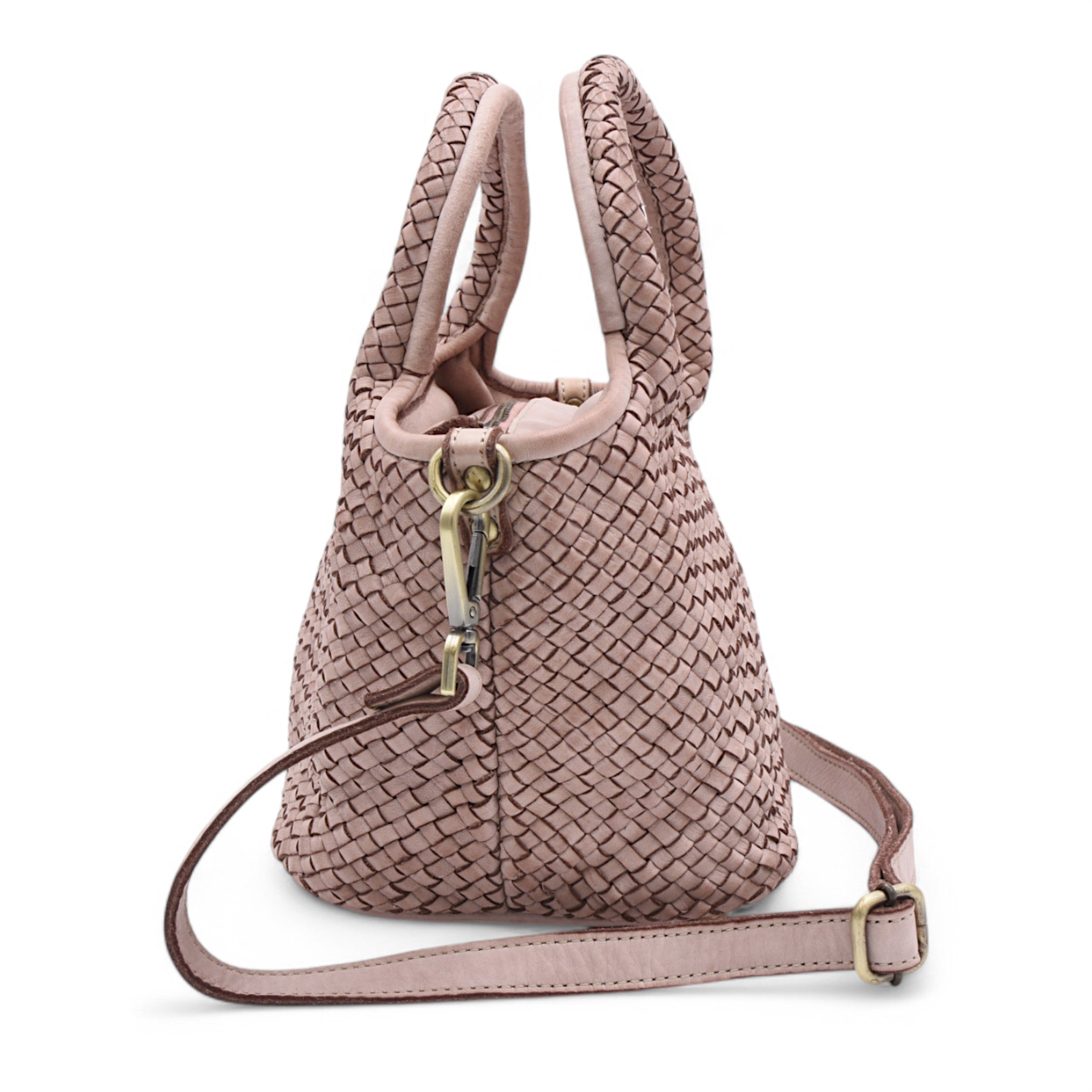 Lisa Woven Mini Tote In Dusty Pink