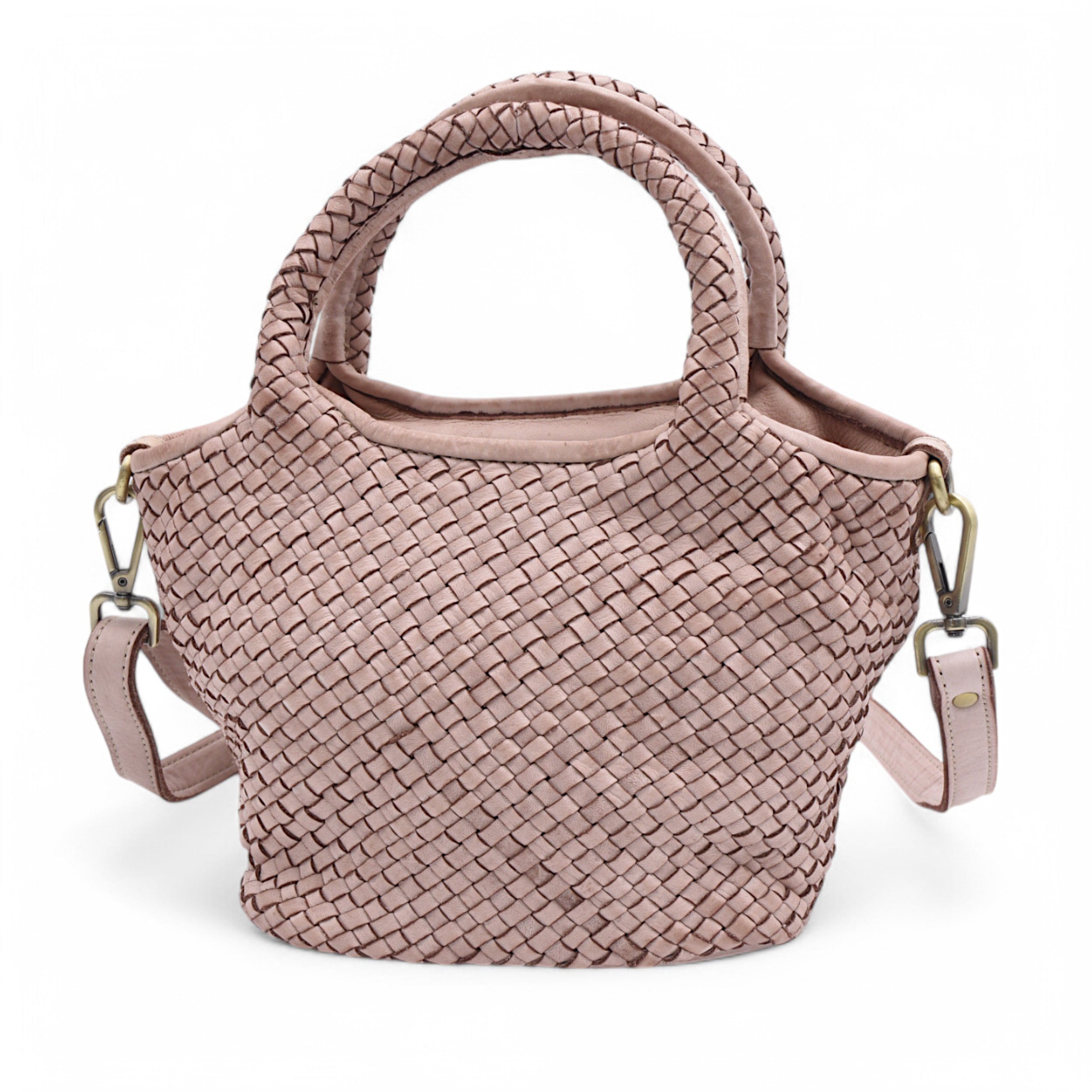 Lisa Woven Mini Tote In Dusty Pink