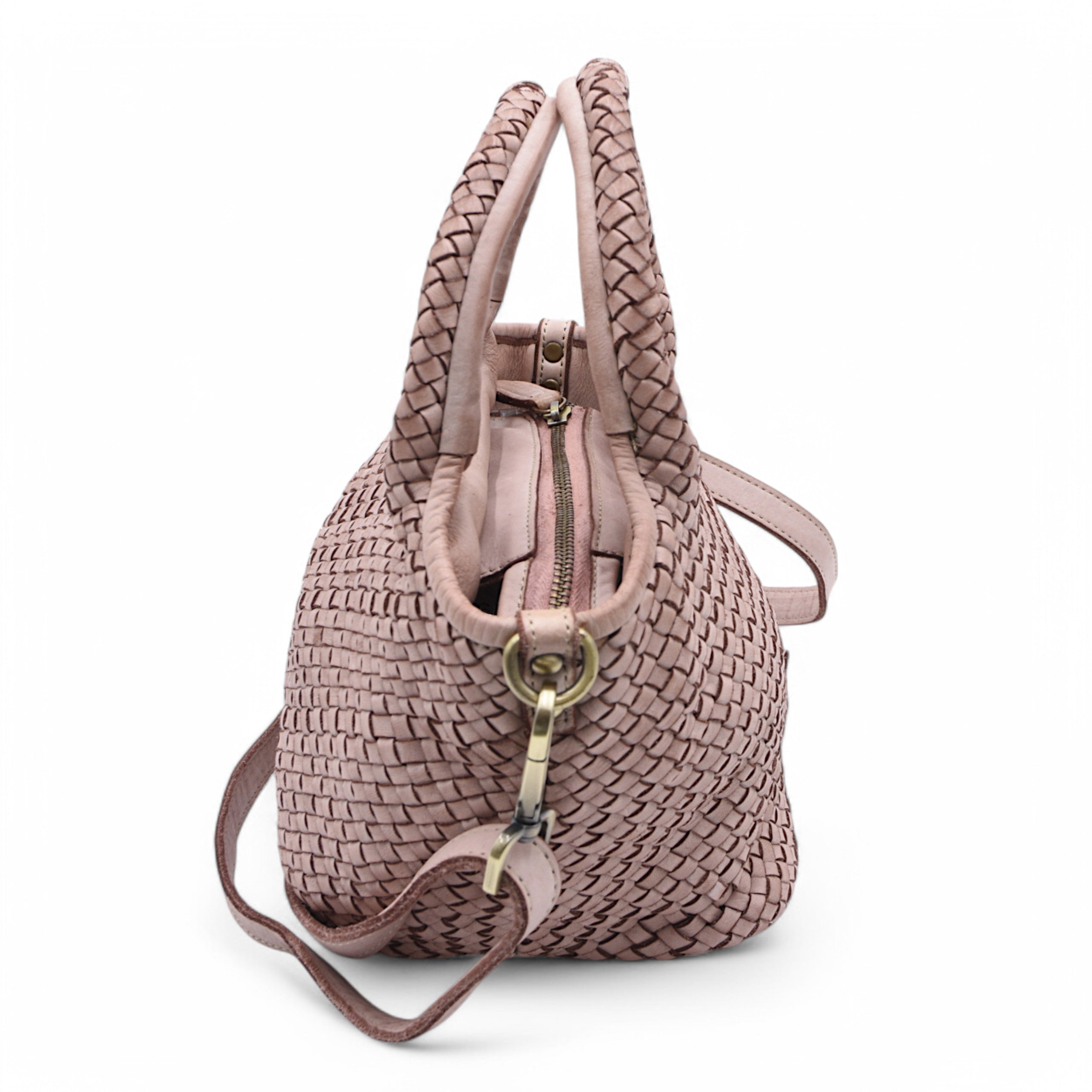 Lisa Woven Mini Tote In Dusty Pink