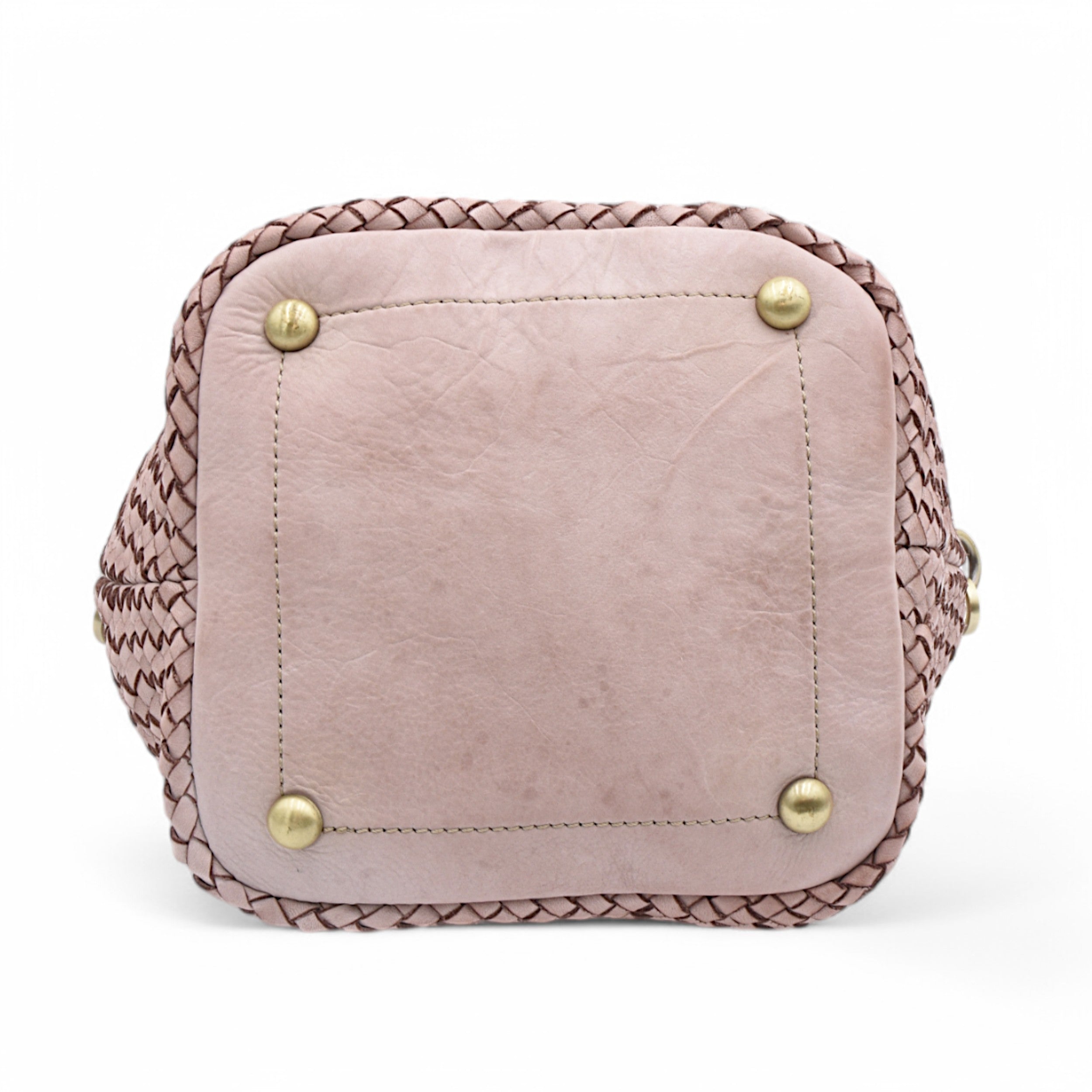 Lisa Woven Mini Tote In Dusty Pink