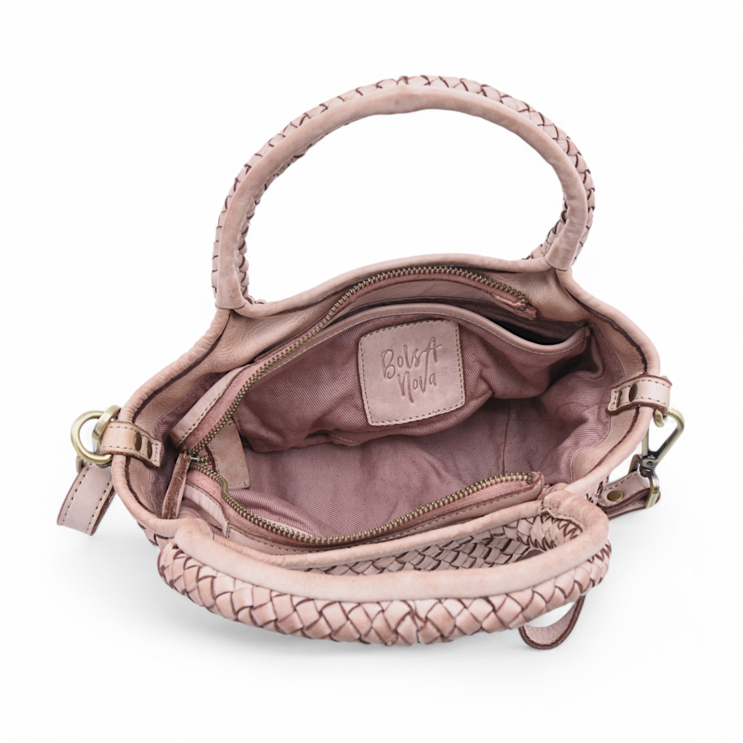 Lisa Woven Mini Tote In Dusty Pink