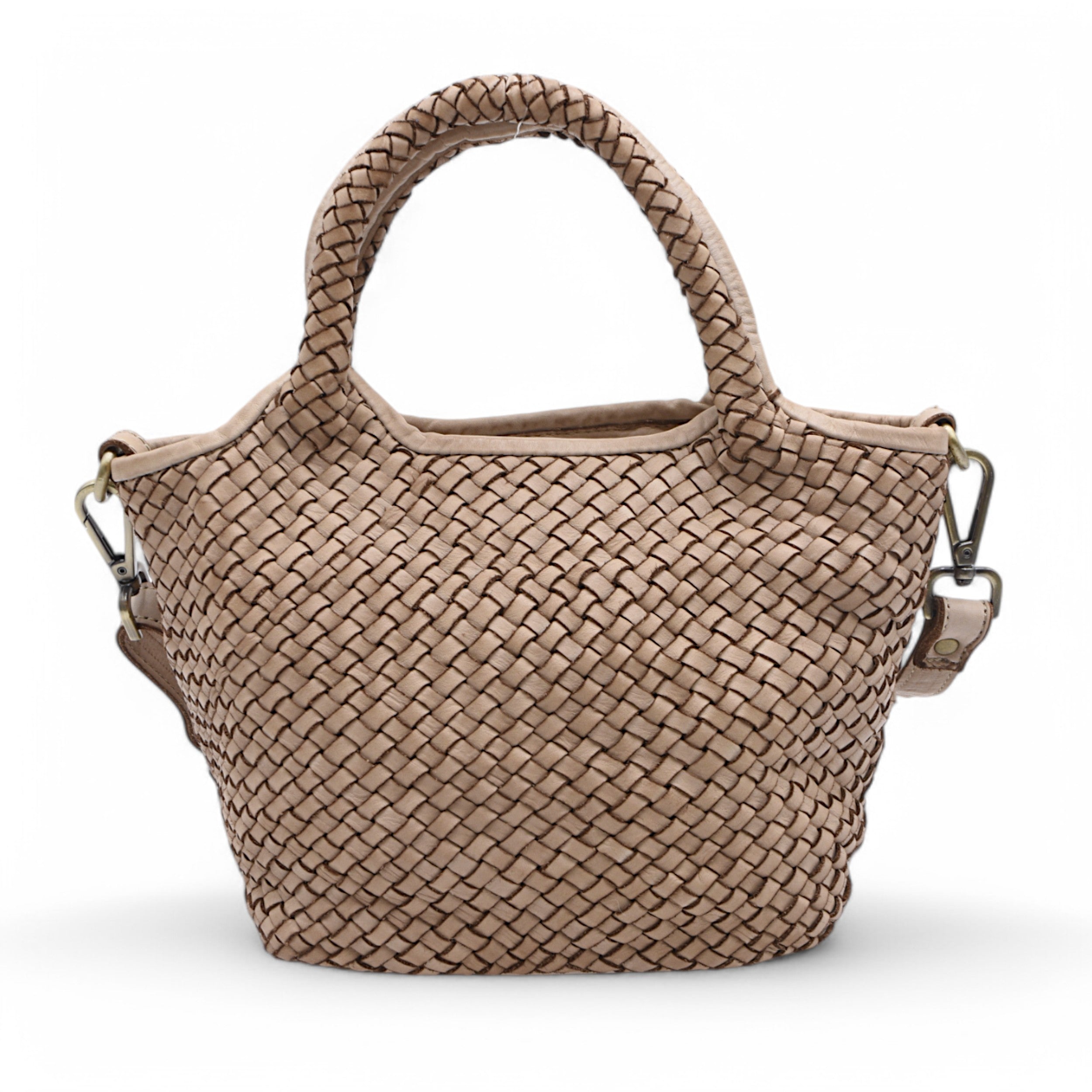 Lisa Woven Mini Tote In Light Taupe