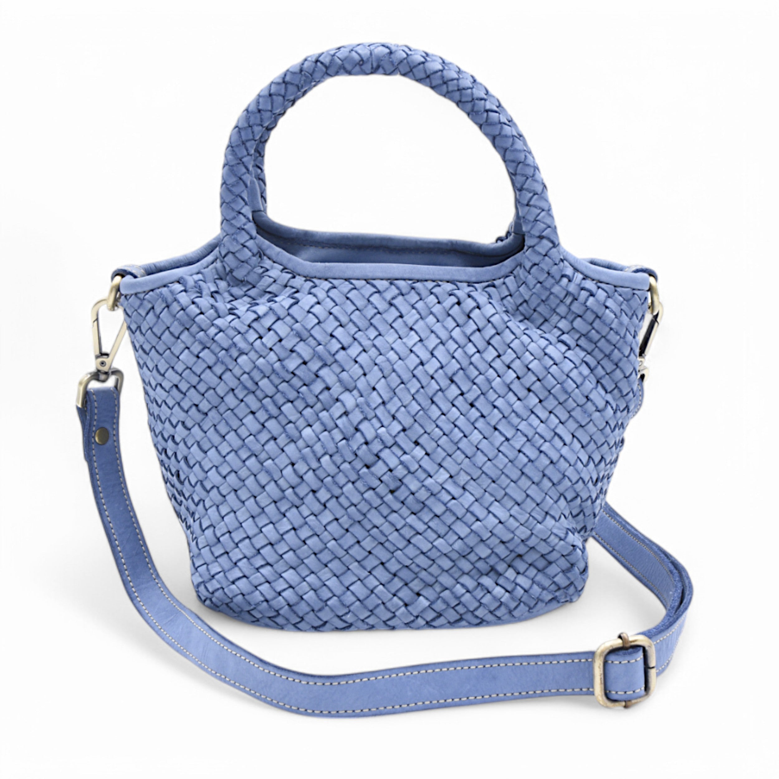 Lisa Woven Mini Tote In Denim Blue