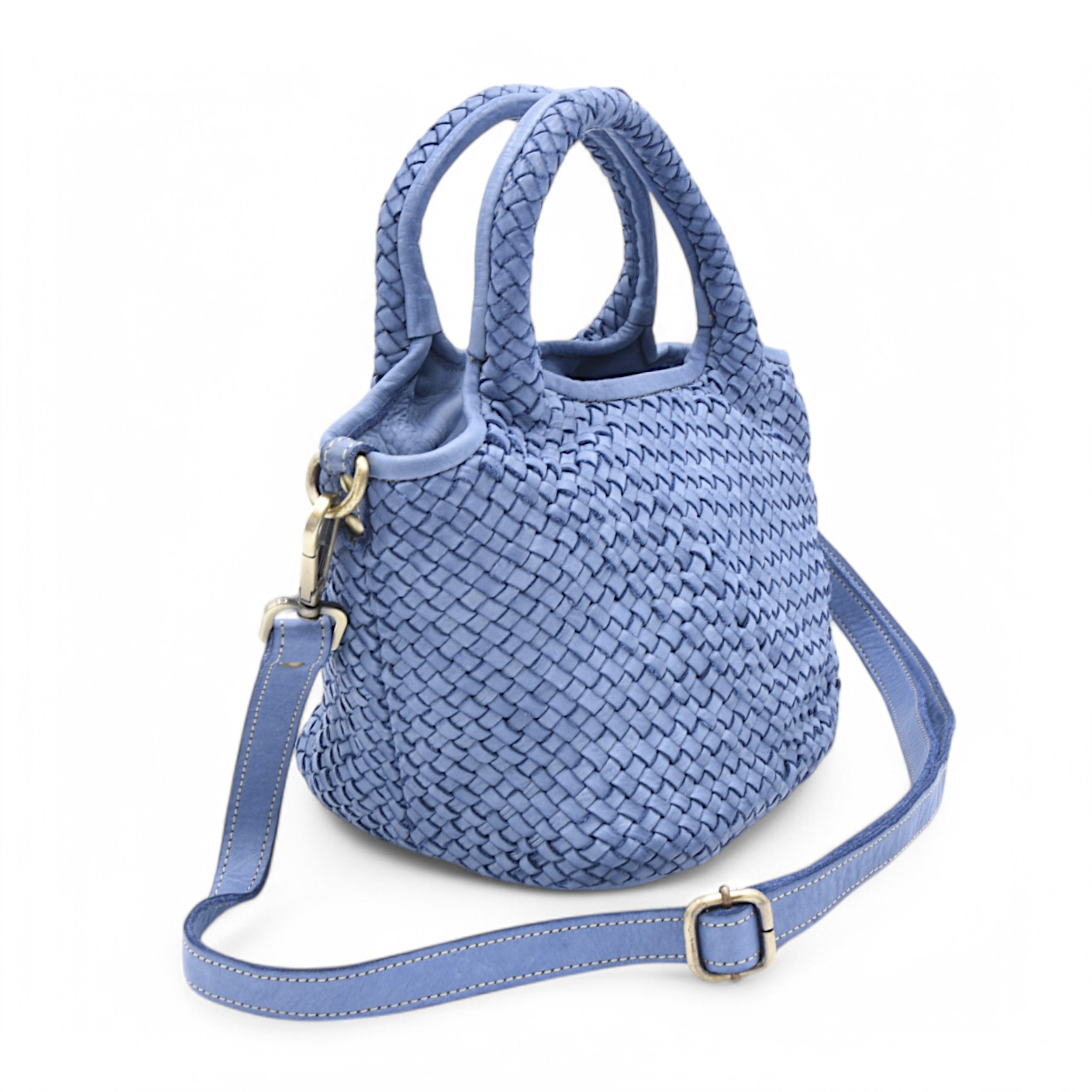 Lisa Woven Mini Tote In Denim Blue