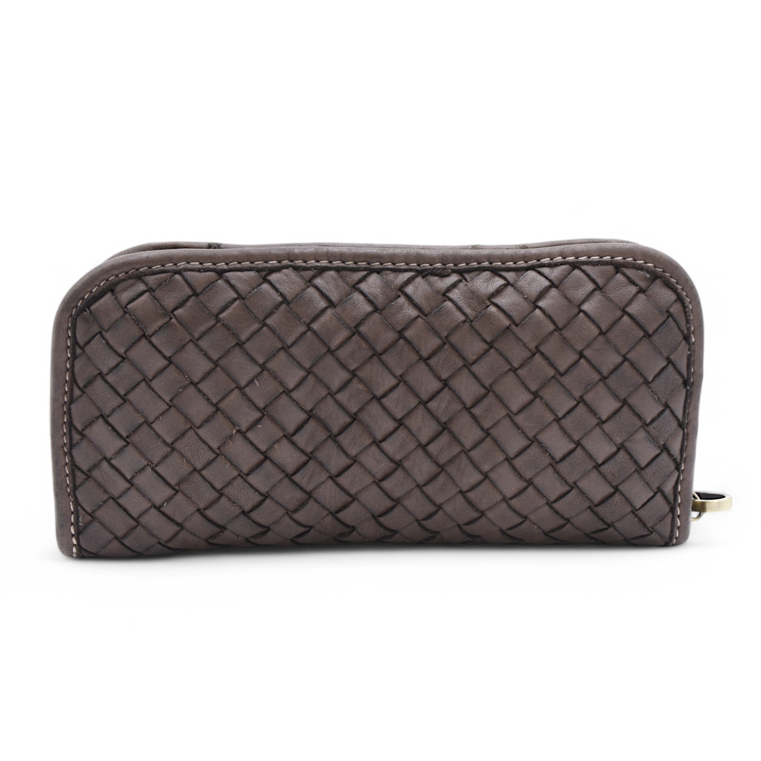 Sofia Zip Around Woven Wallet in Chocolate