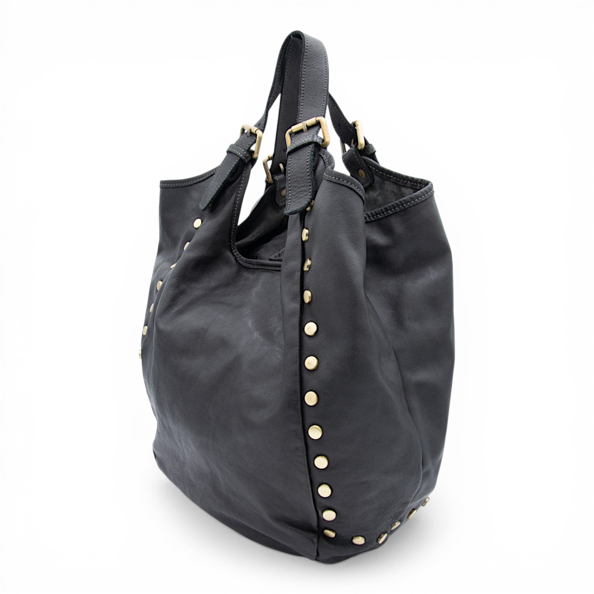 Slouchy Stud Tote in Black