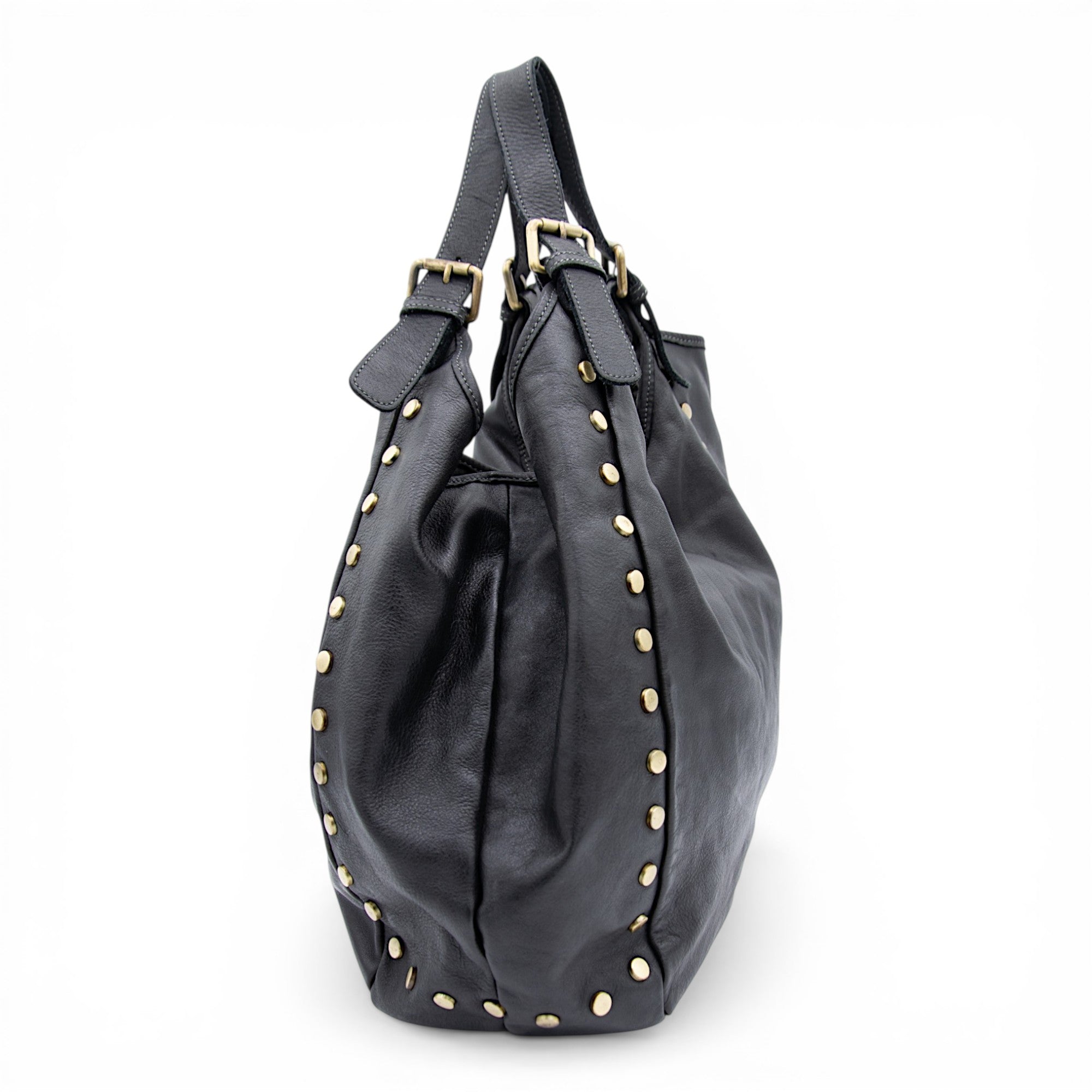 Slouchy Stud Tote in Black