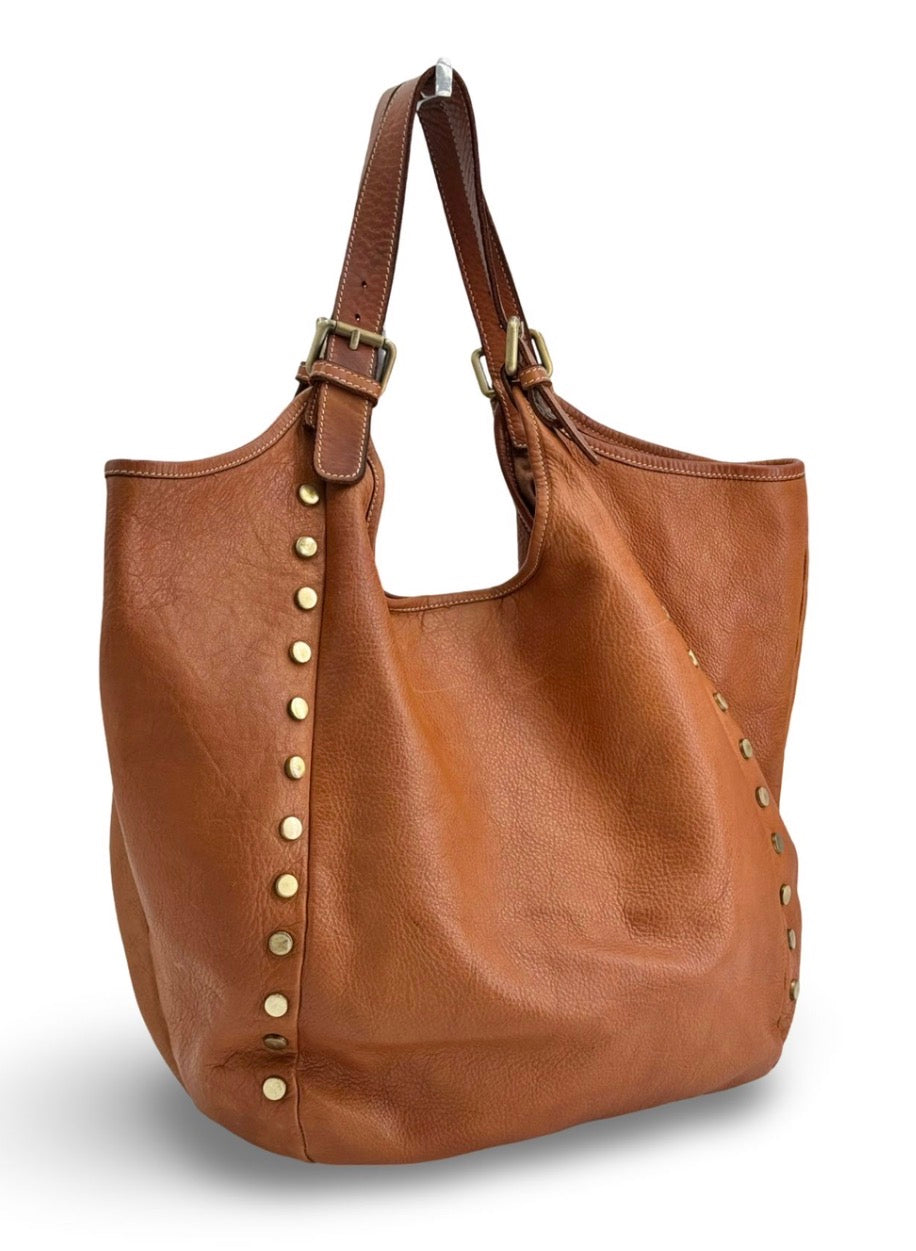 Slouchy Stud Tote in Cognac