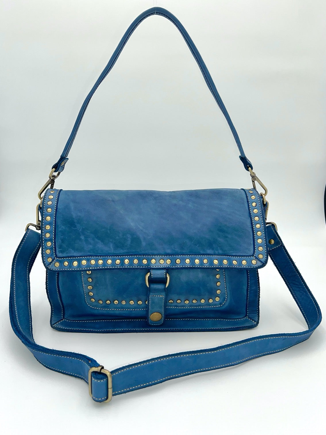 Emily Studded Shoulder Bag in Ocean