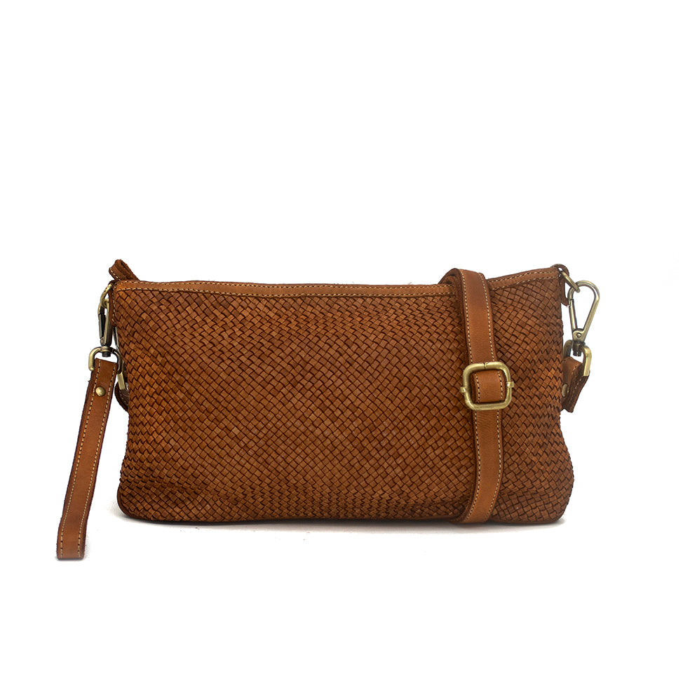 Laura Woven Crossbody in Cognac