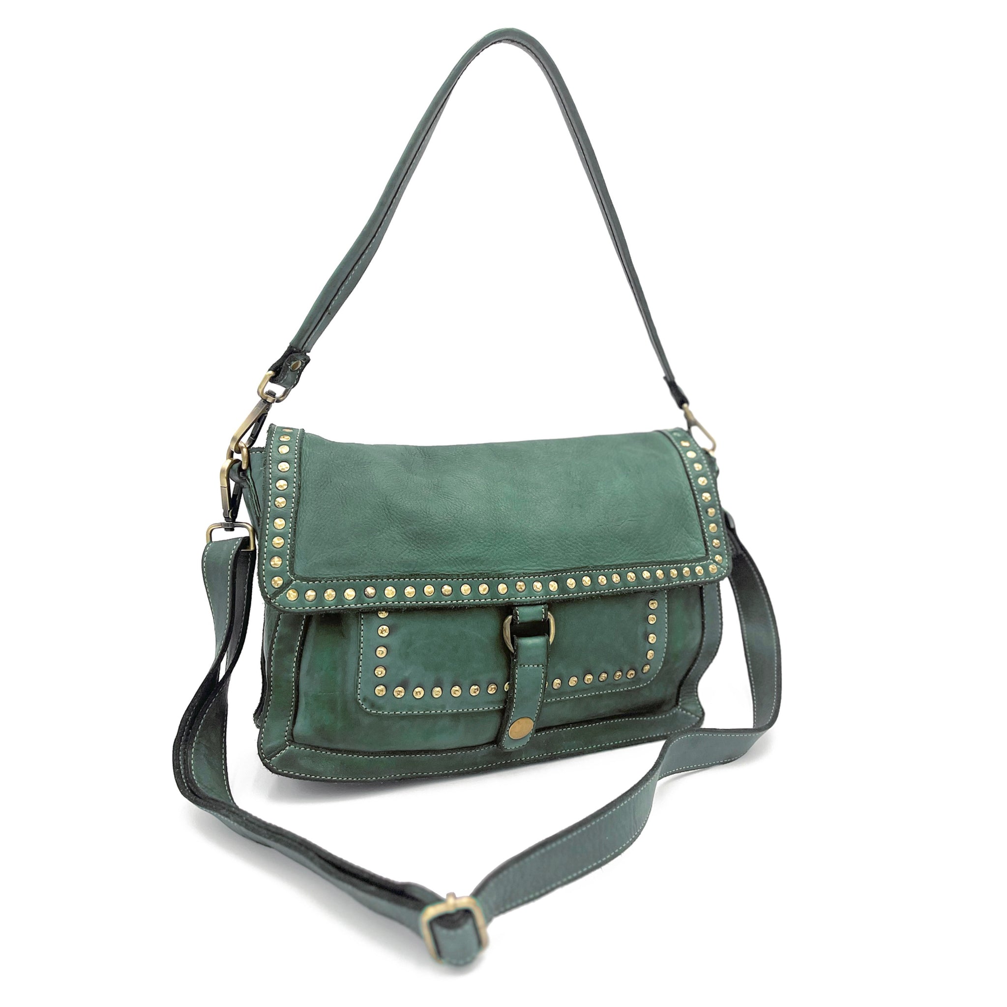 Emily Studded Shoulder Bag in Pistachio