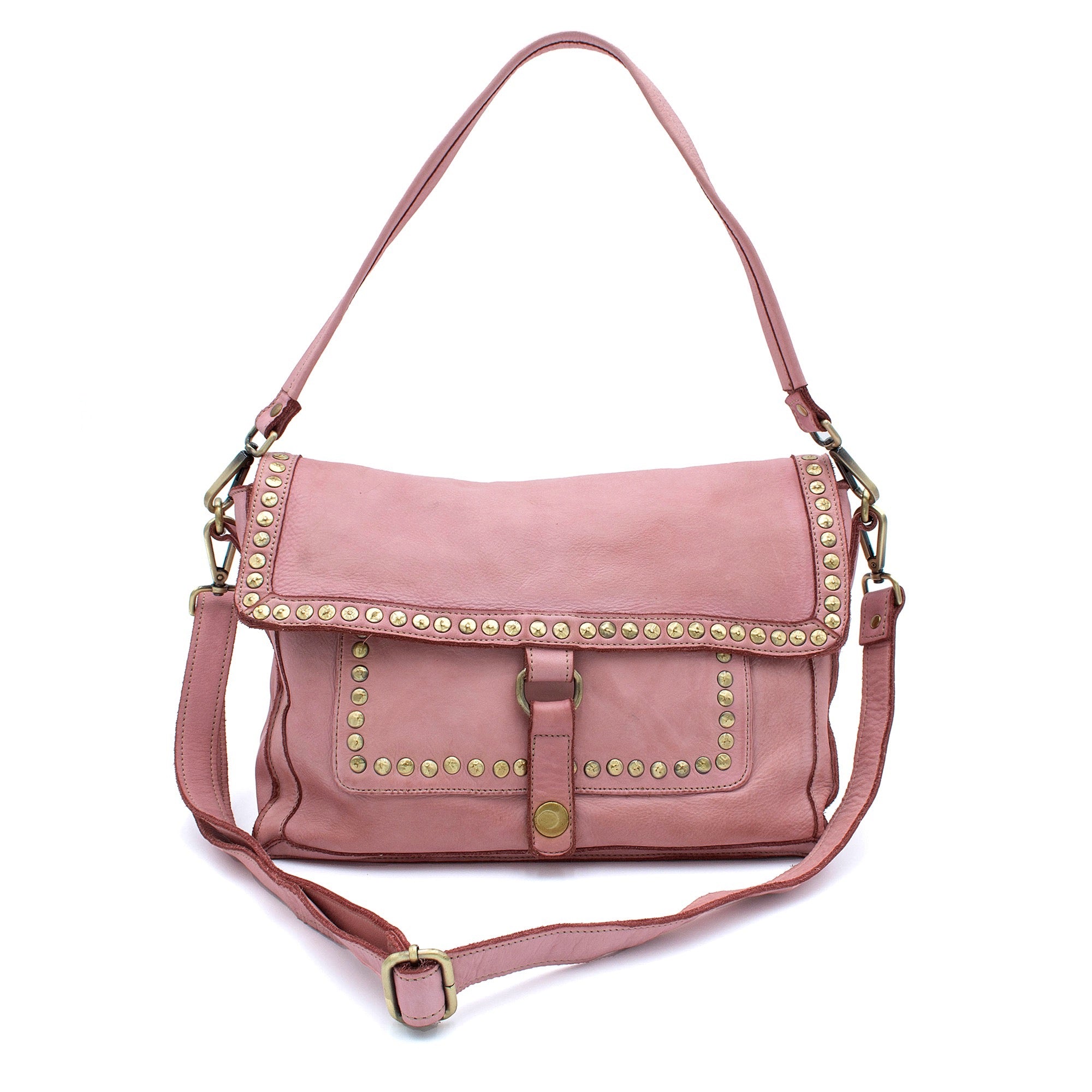 Emily Studded Shoulder Bag in Blush Pink