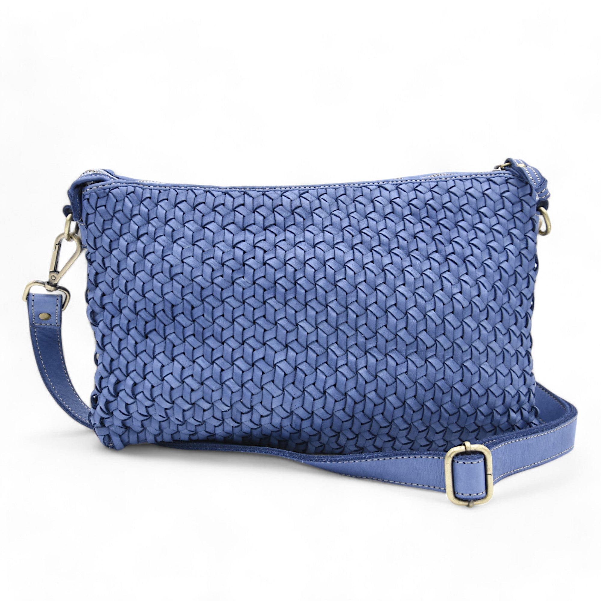 Woven Large Clutch in Denim