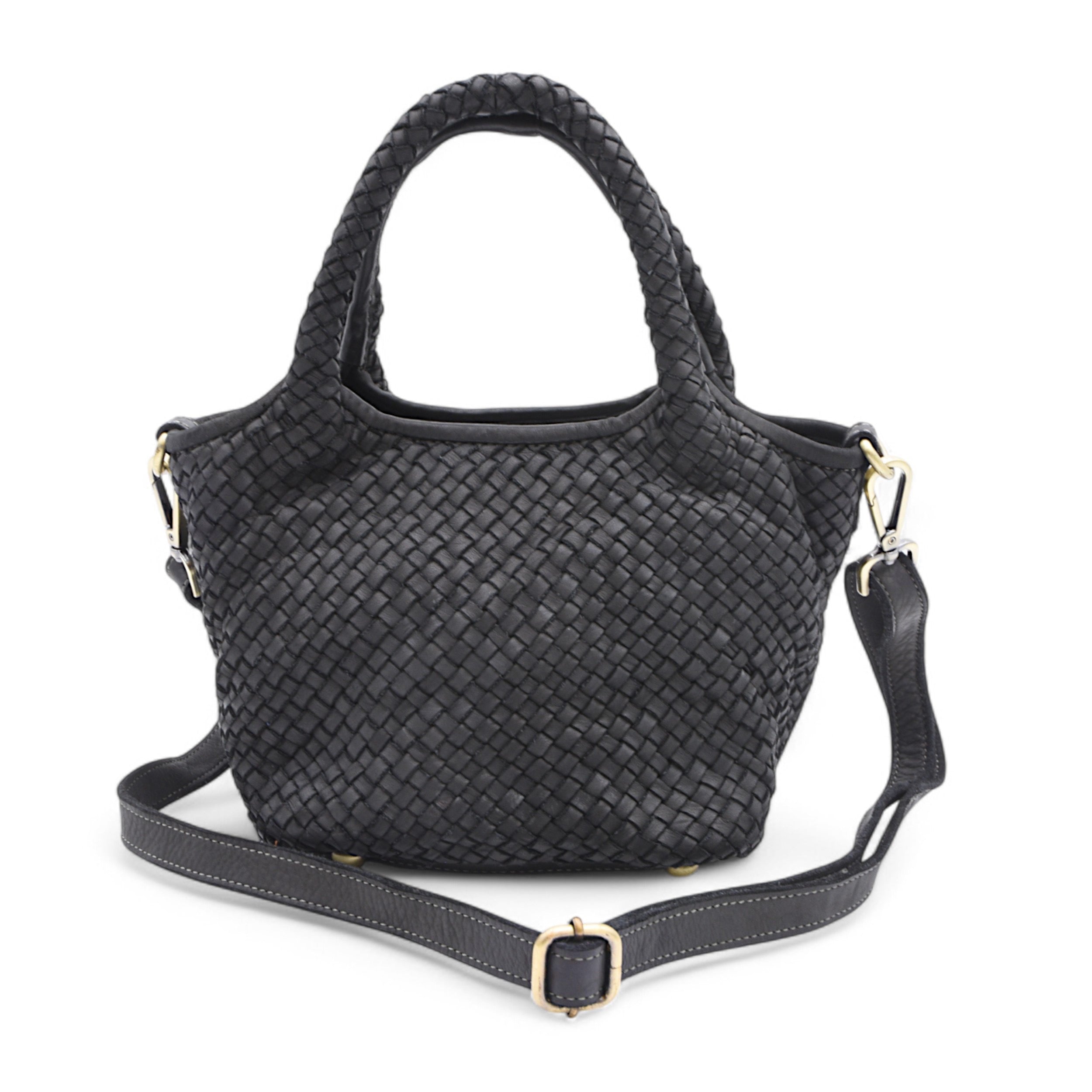 Lisa Woven Mini Tote In Black