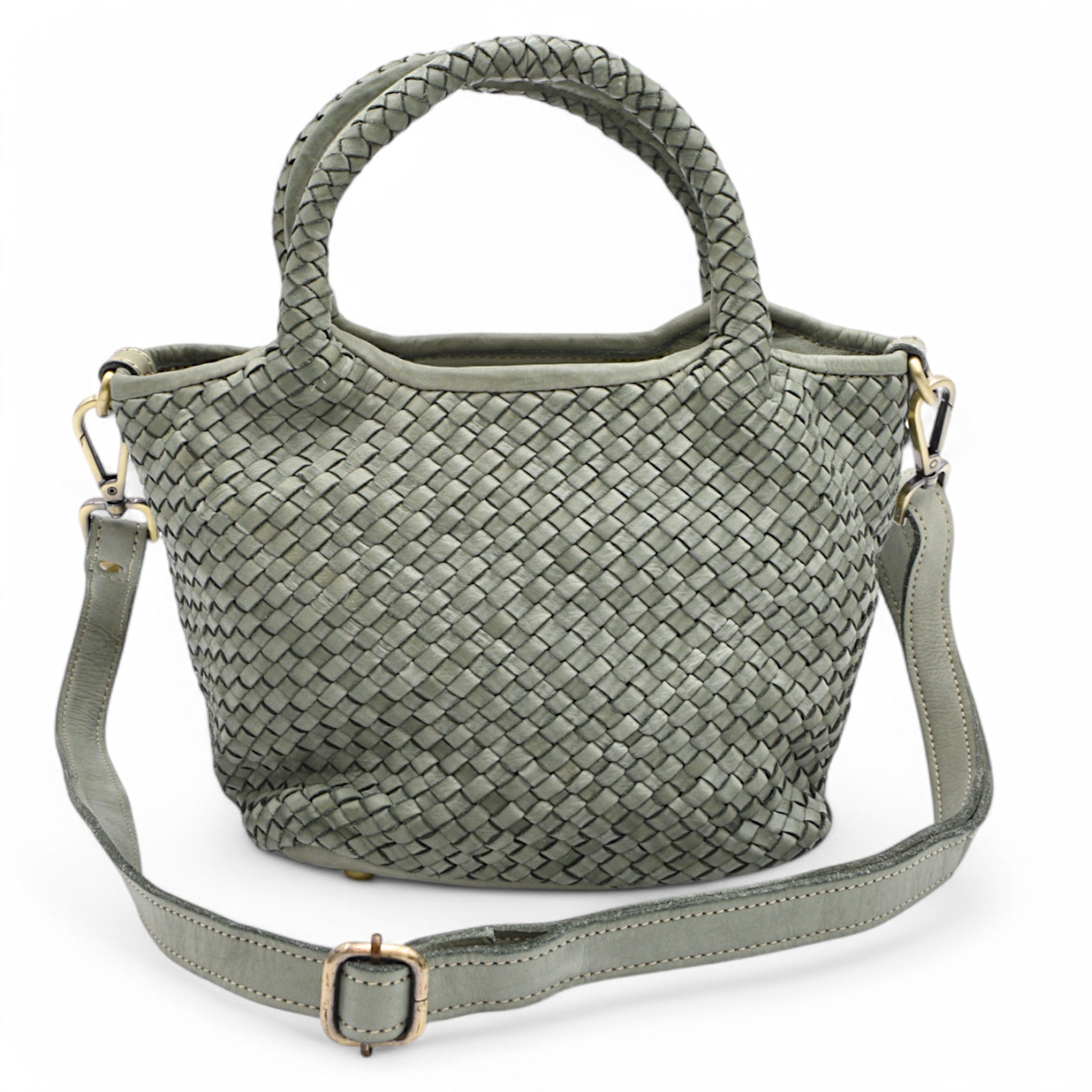 Lisa Woven Mini Tote In Pistachio