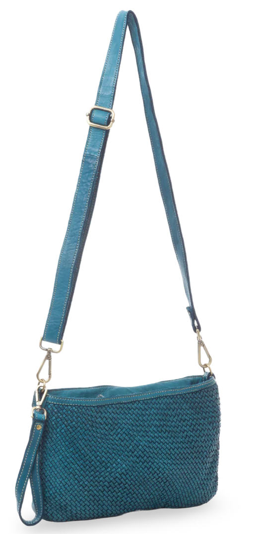 Laura Woven Crossbody in Teal