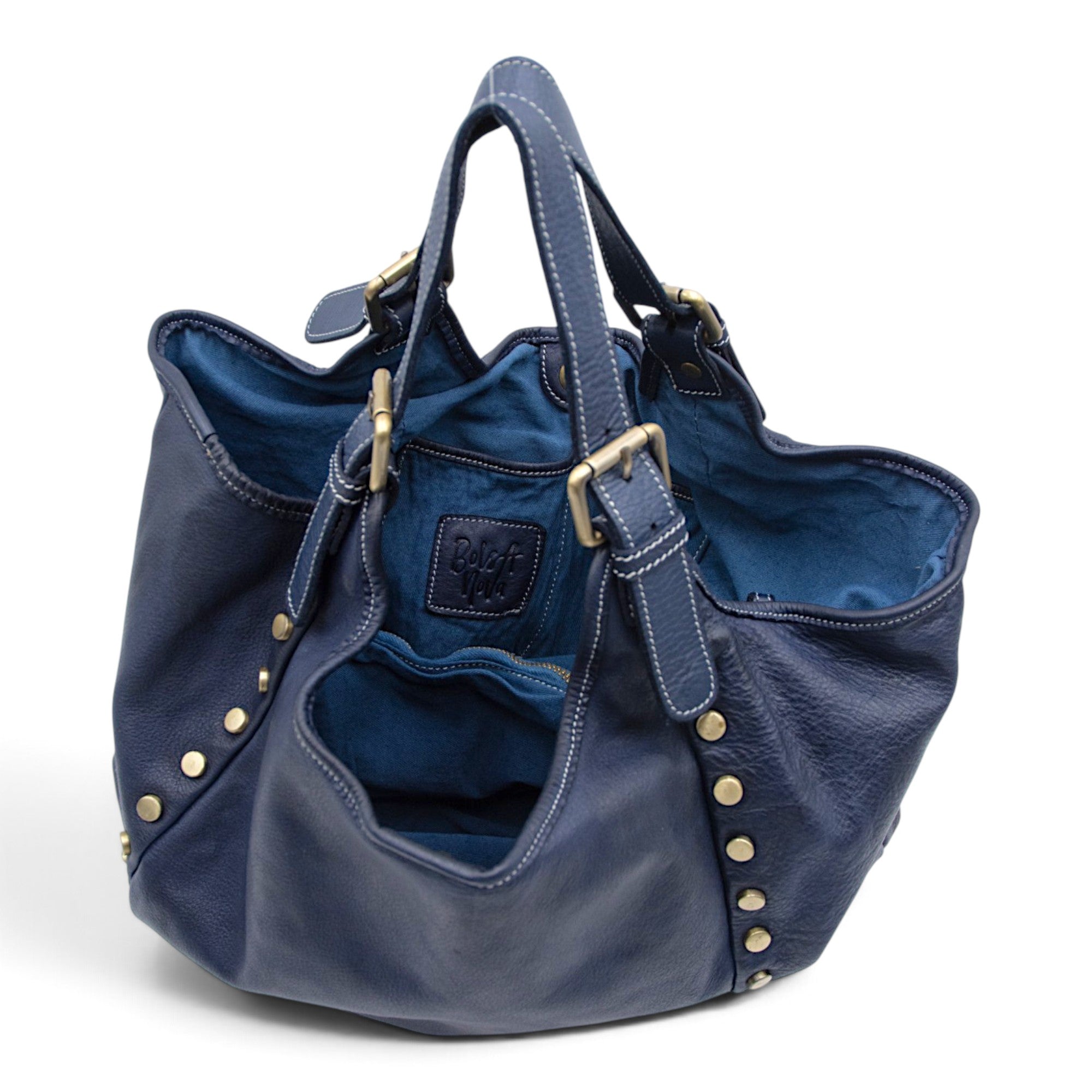 Slouchy Stud Tote in Navy