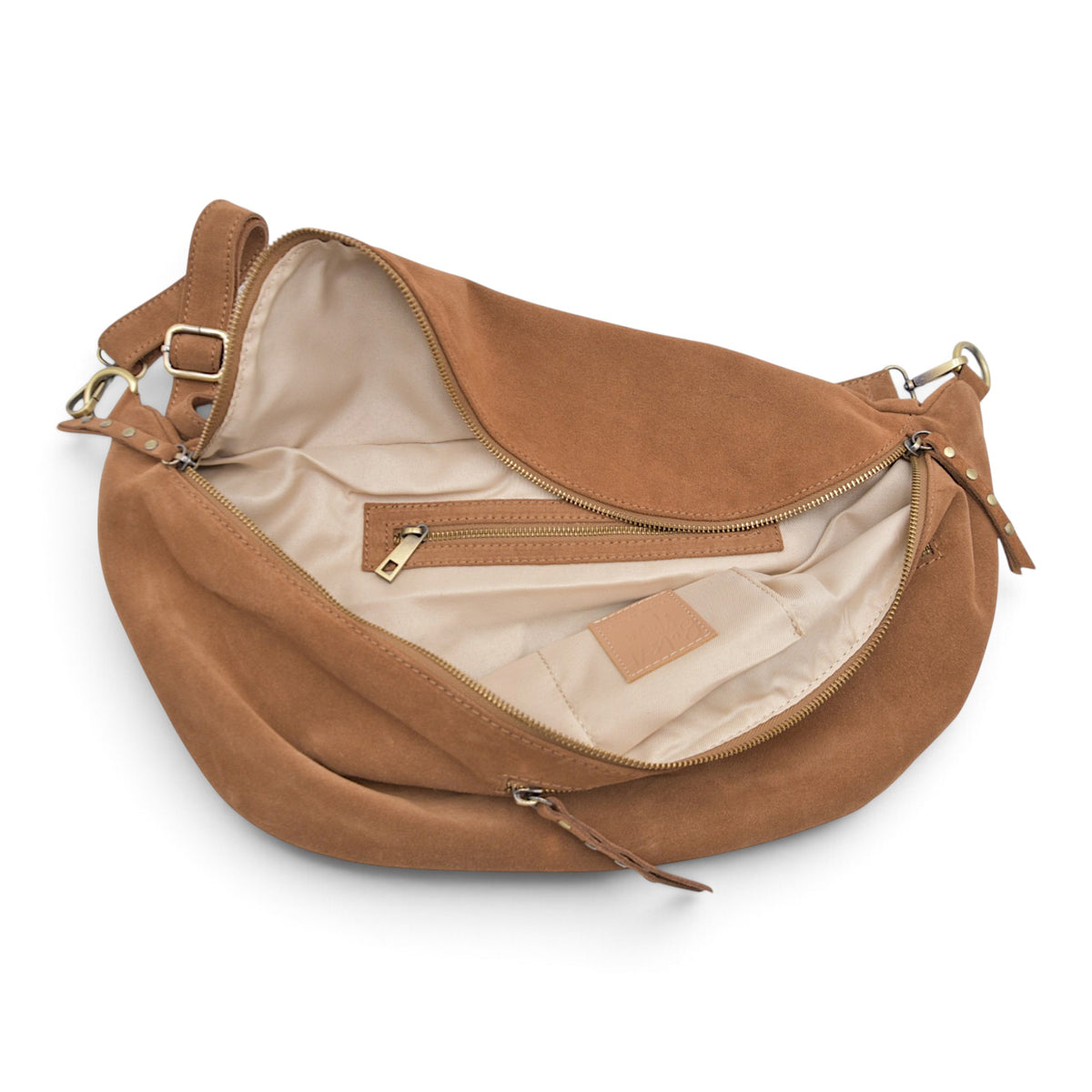 Bella 2.0 Italian Suede Sling Bag in Latte