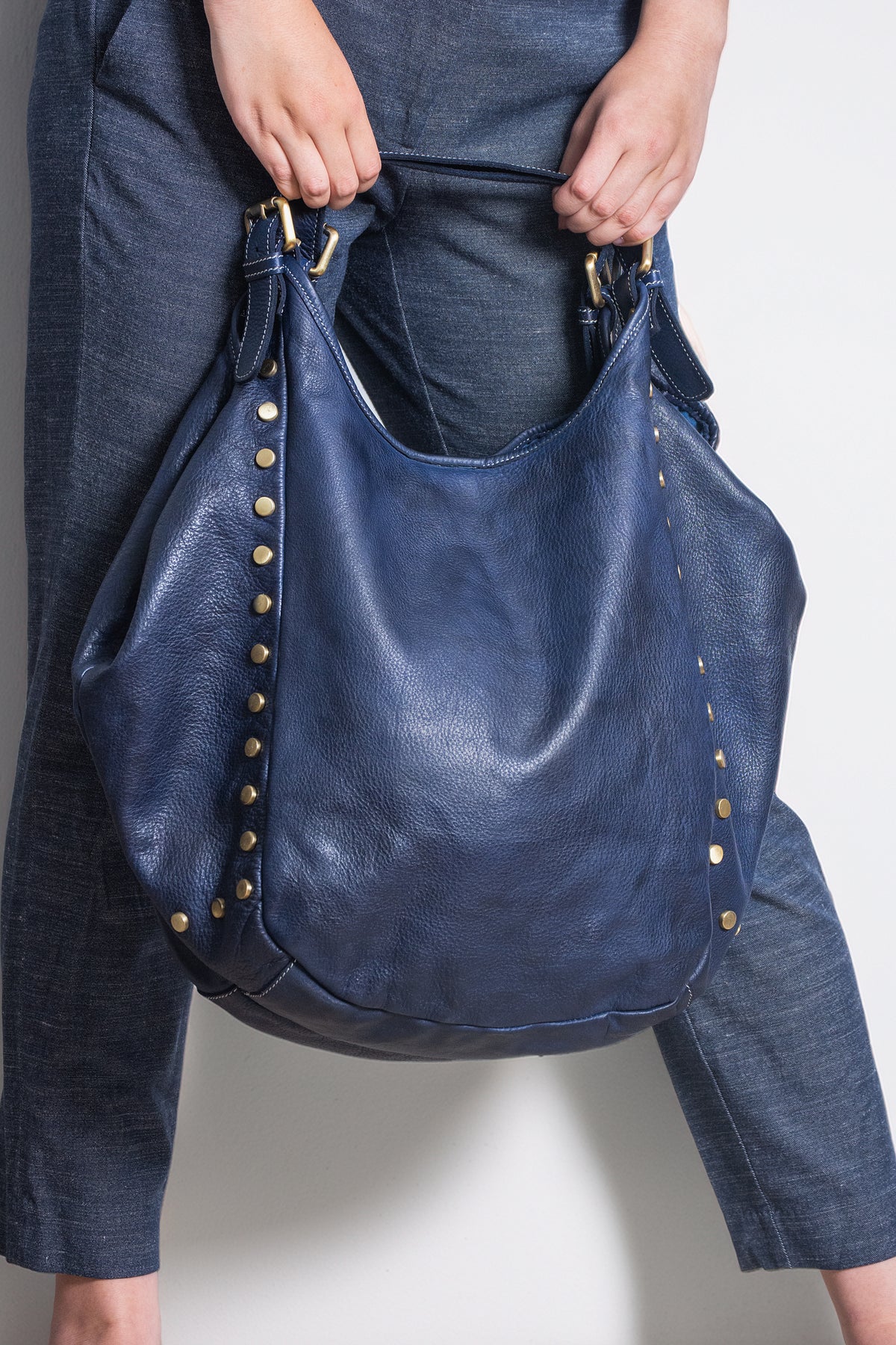 Slouchy Stud Tote in Navy
