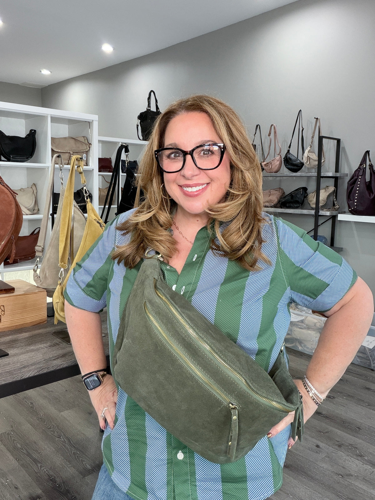 Bella 2.0 Italian Suede Sling Bag in Olive