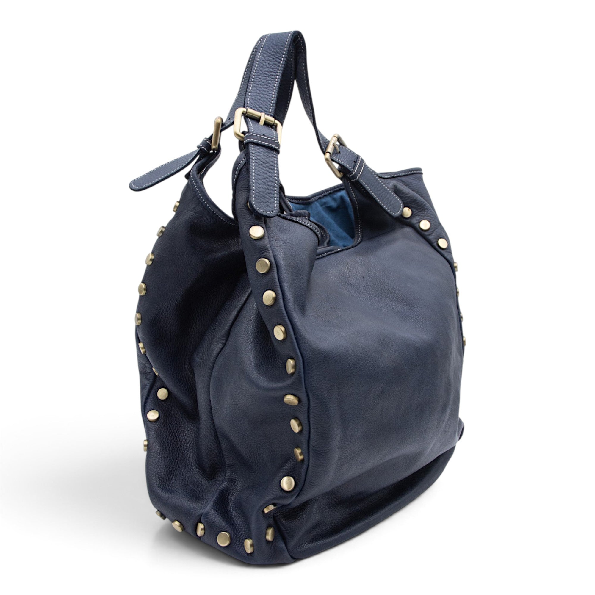 Slouchy Stud Tote in Navy