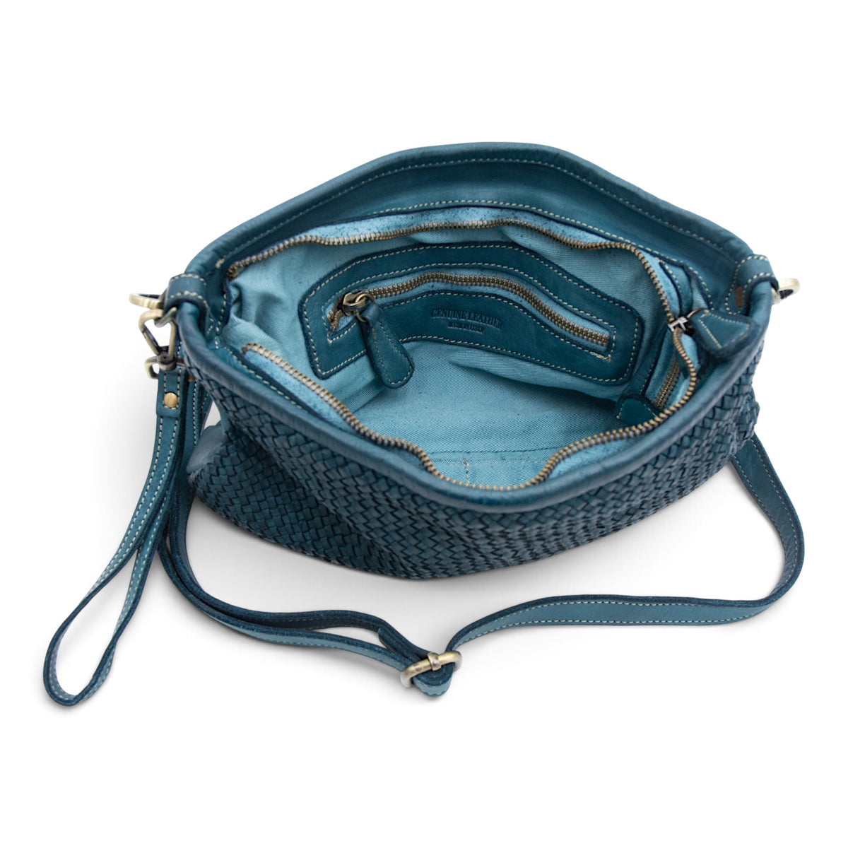Laura Woven Crossbody in Teal