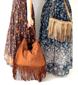 Vintage Boho Brown Leather Bag Styles With Floral Work