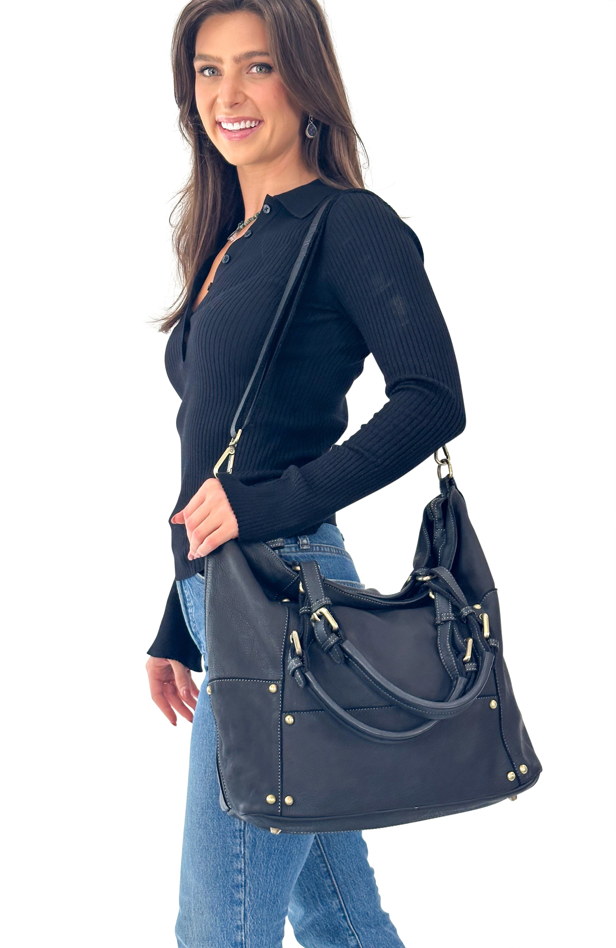 Nora Patchwork Tote in Black