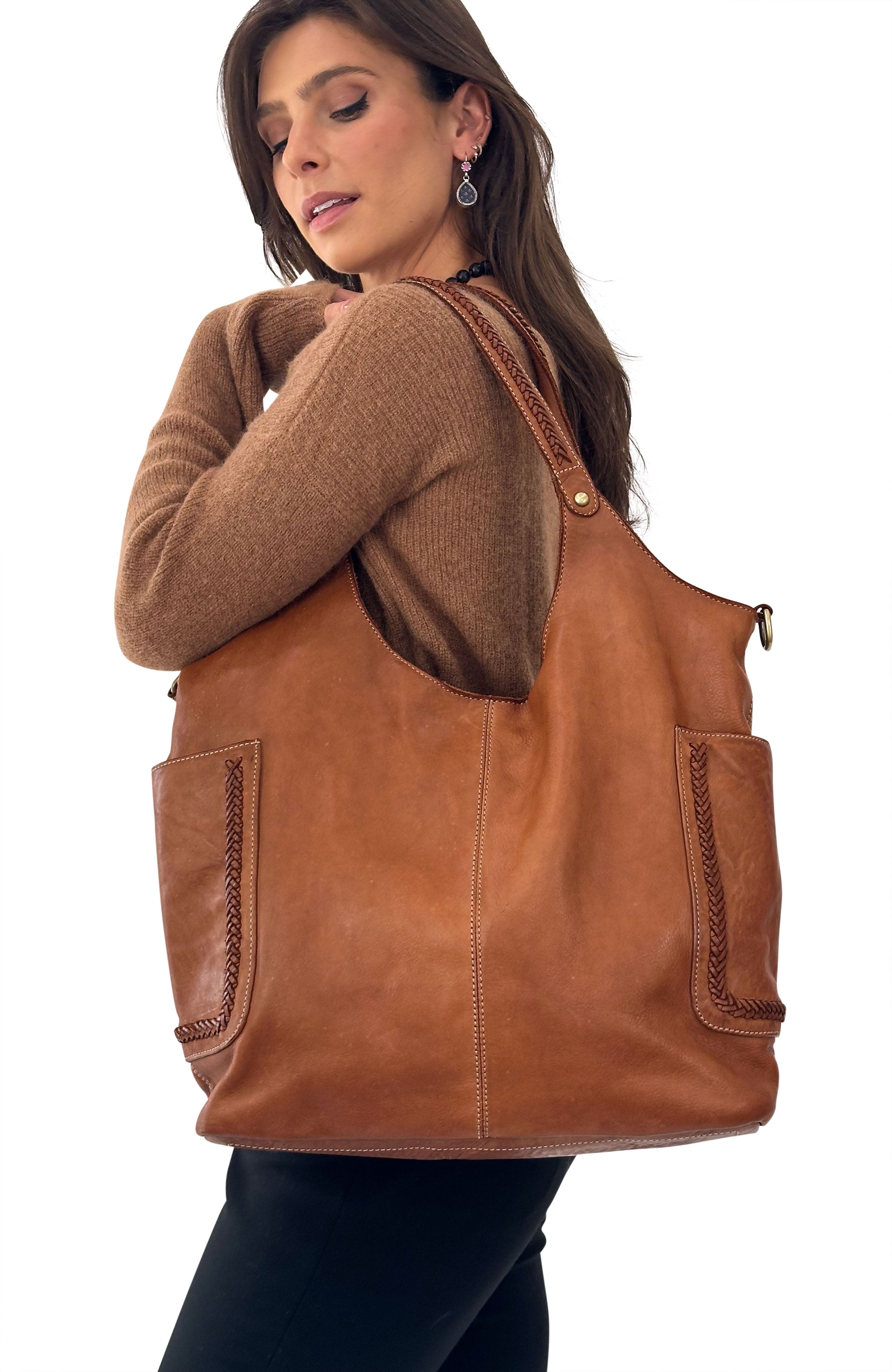 Julia Slouchy Tote in Cognac