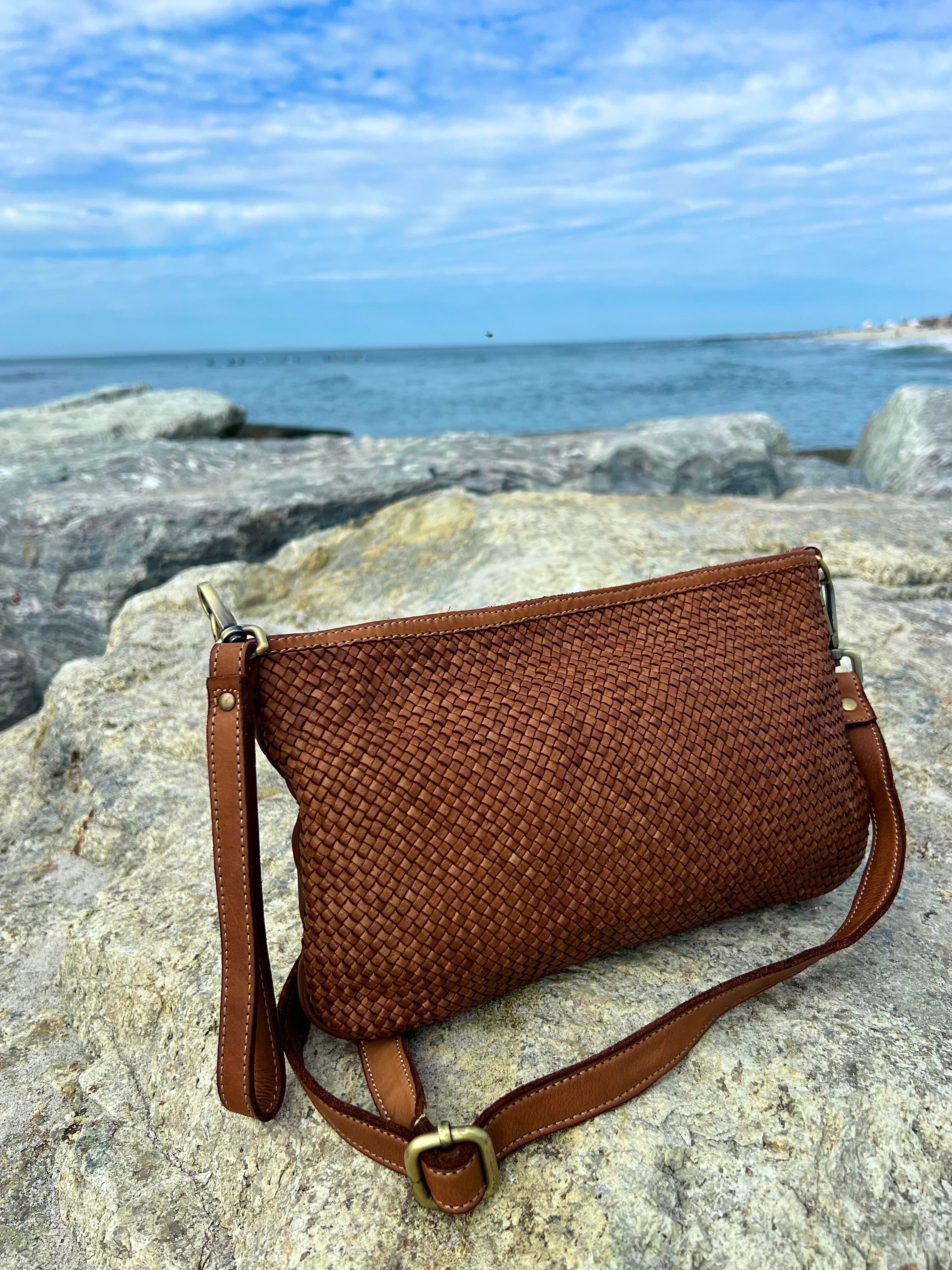 Laura Woven Crossbody in Cognac