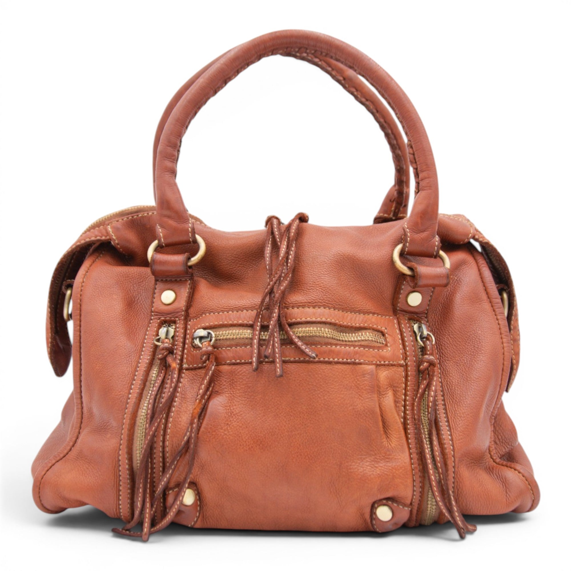 Large Pocket Satchel in Cognac
