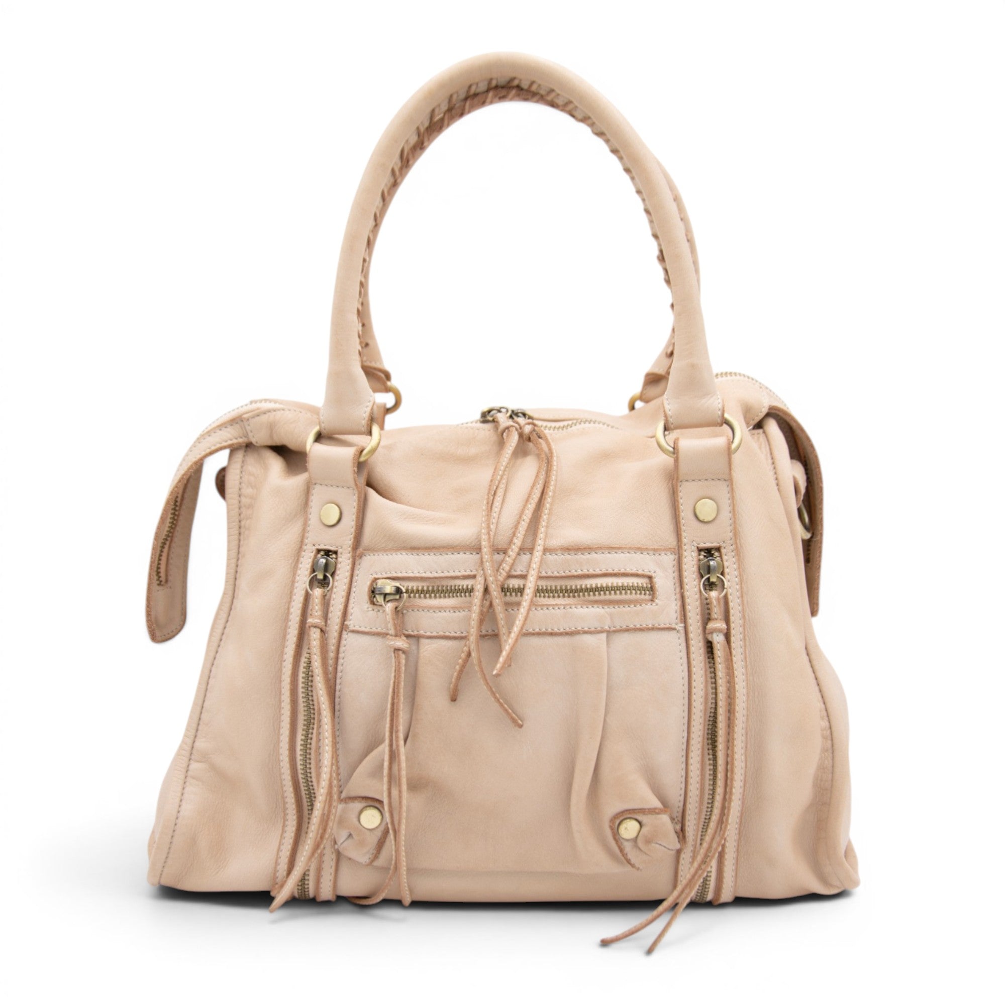 Large Pocket Satchel in Light Taupe