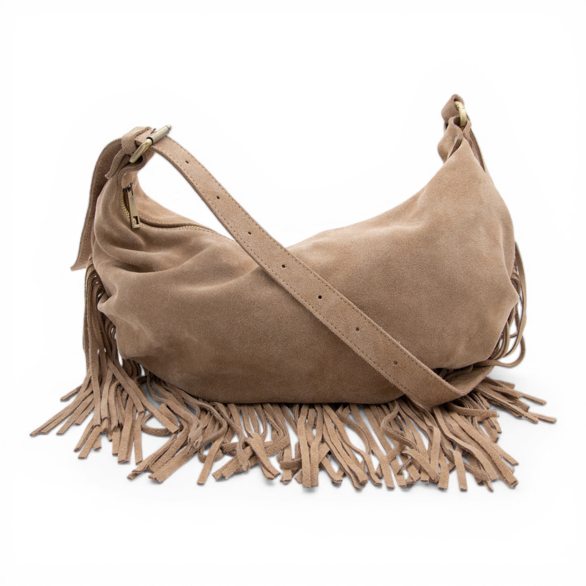 Dallas Suede Fringe in Sand