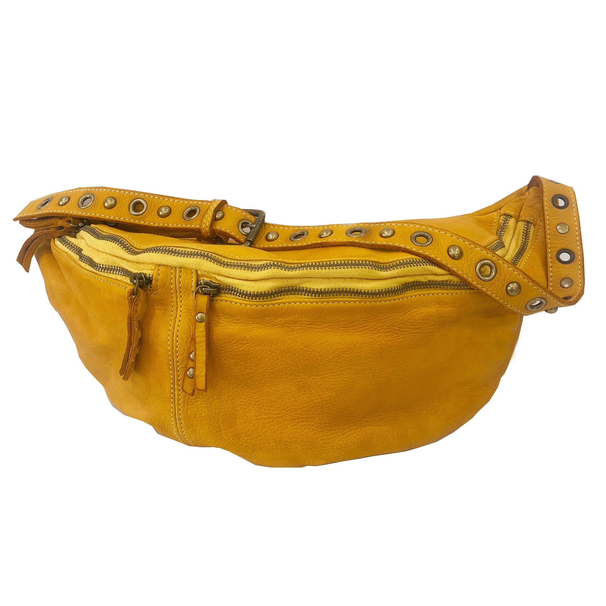 Large Leather Bella Sling Bag in Yellow