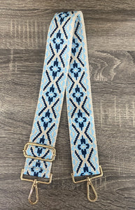 White and Blue Woven Shoulder Strap